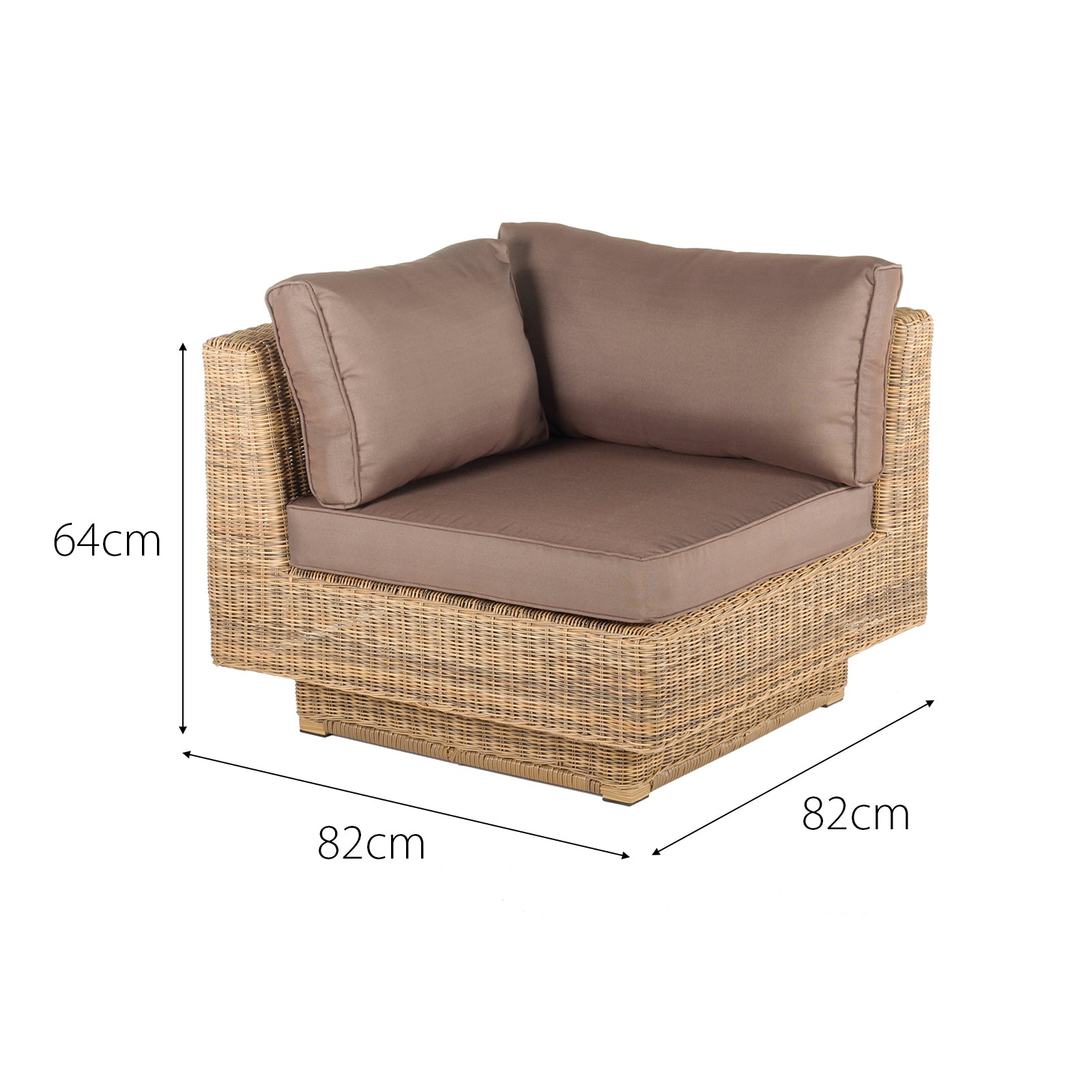 Cozy Bay¨ Chicago Rattan 6 Seater Deluxe Modular Lounge Set in 4 Seasons with Brown Cushions