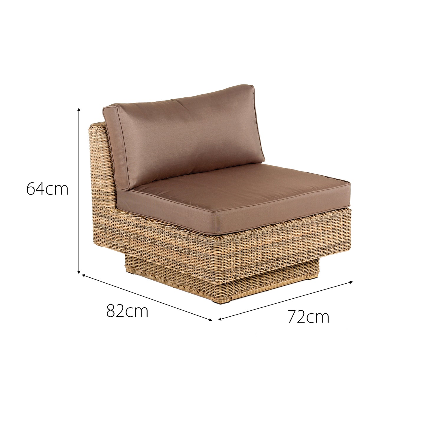 Cozy Bay¨ Chicago Rattan 6 Seater Deluxe Modular Lounge Set in 4 Seasons with Brown Cushions