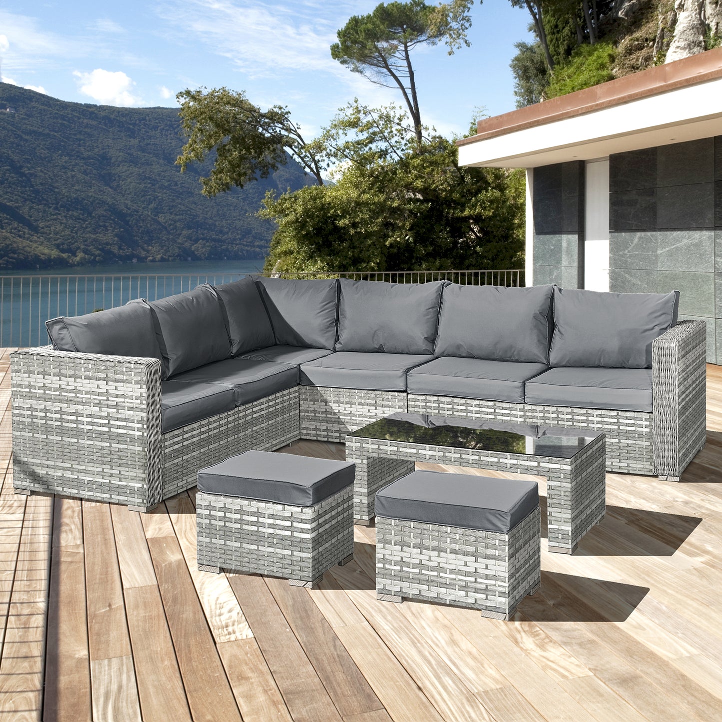 Oseasons¨ Aruba Rattan 8 Seat Corner Set in Dove Grey