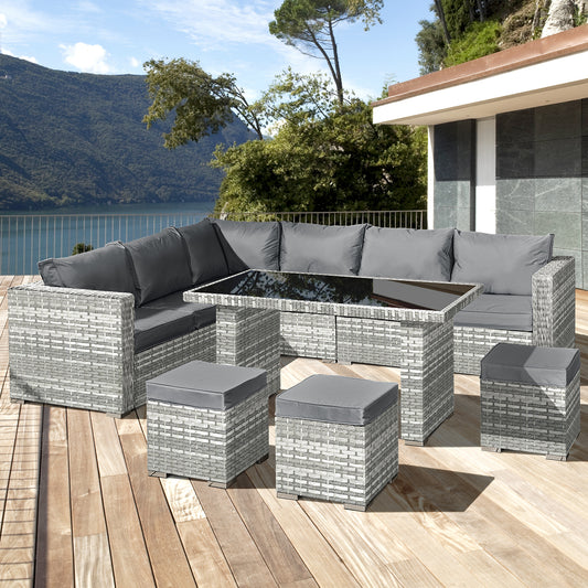 Oseasons¨ Aruba Rattan 9 Seat Corner Dining Set in Dove Grey