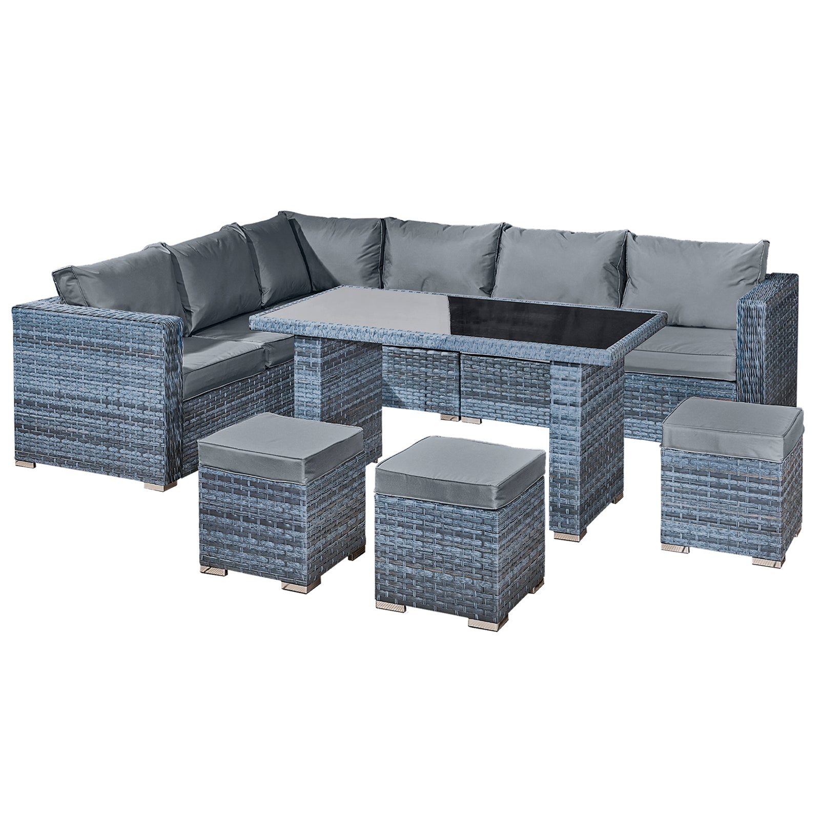 Oseasons¨ Aruba Rattan 9 Seat Corner Dining Set in Ocean Grey