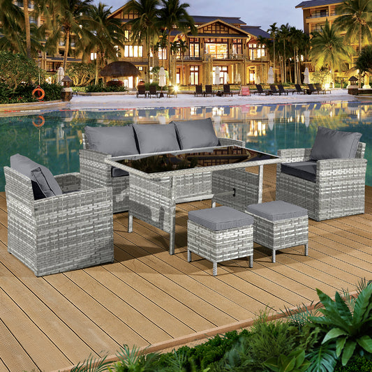 Oseasons¨ Fiji Rattan 7 Seat Lounge Dining Set in Dove Grey