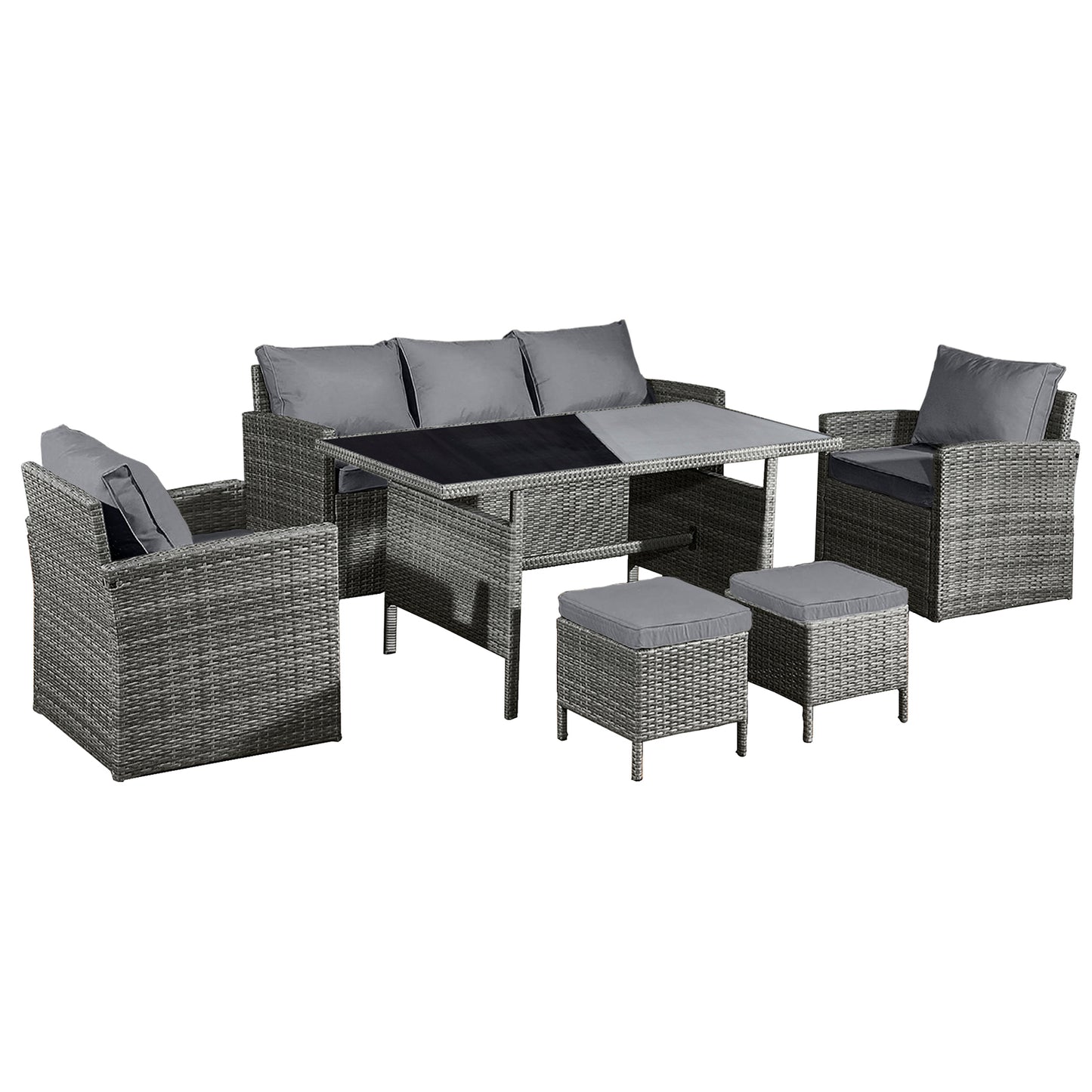 Oseasons¨ Fiji Rattan 7 Seat Lounge Dining Set in Pewter Grey