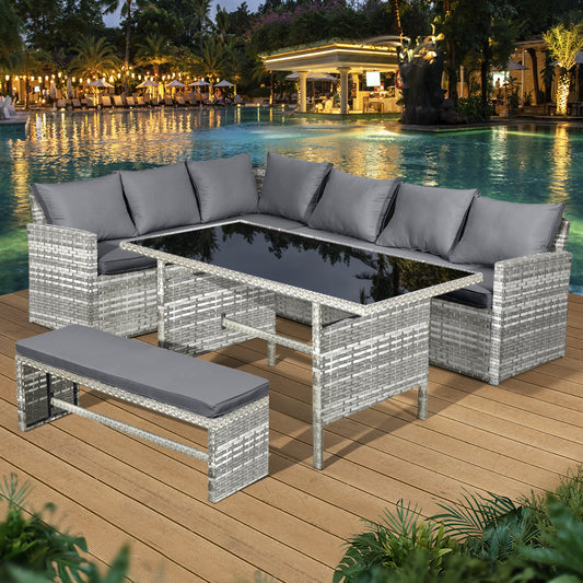 Oseasons¨ Fiji Rattan 8 Seat Corner Dining Set in Dove Grey