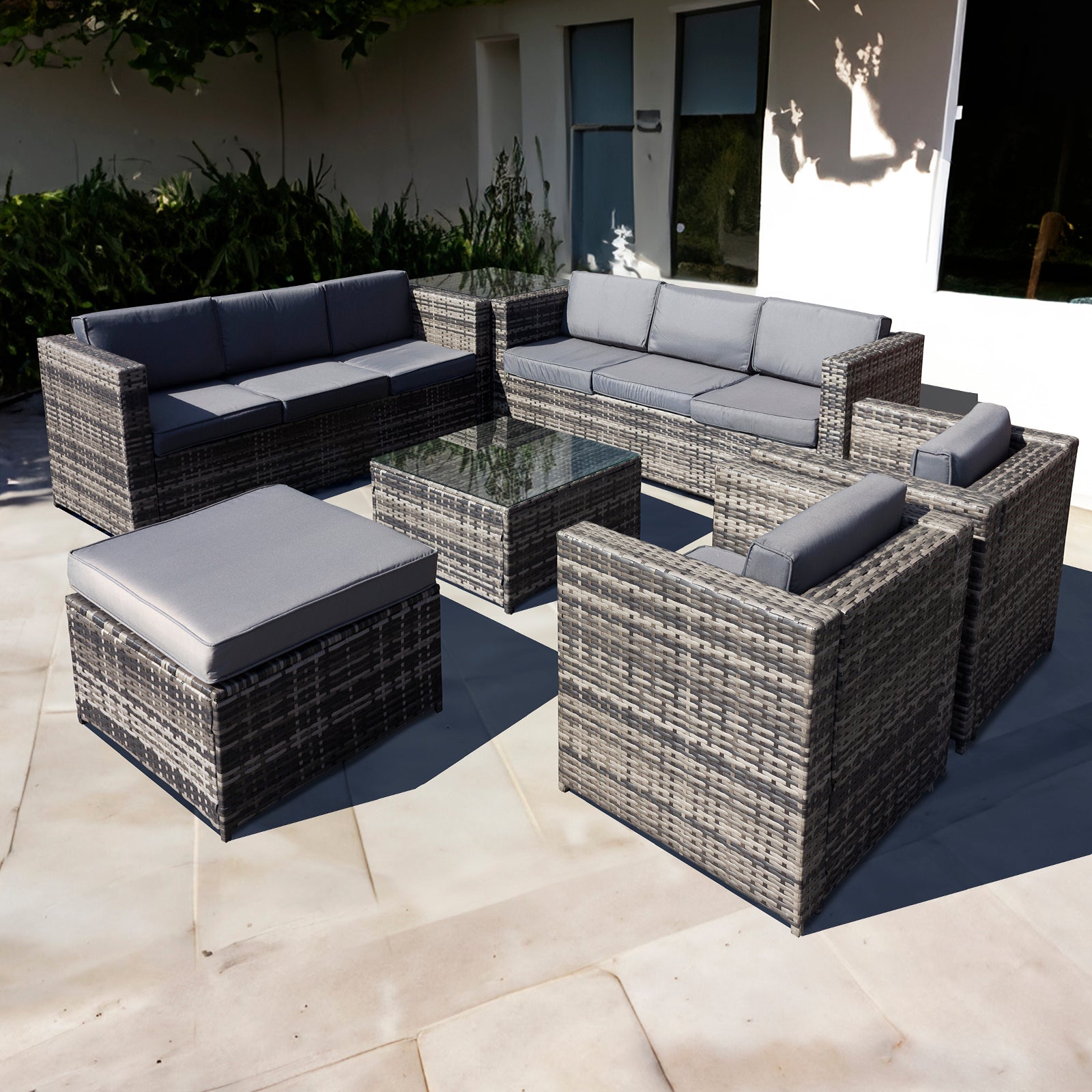 Oseasons¨ Malta Rattan 9 Seat U-Shape Set in Walnut Grey