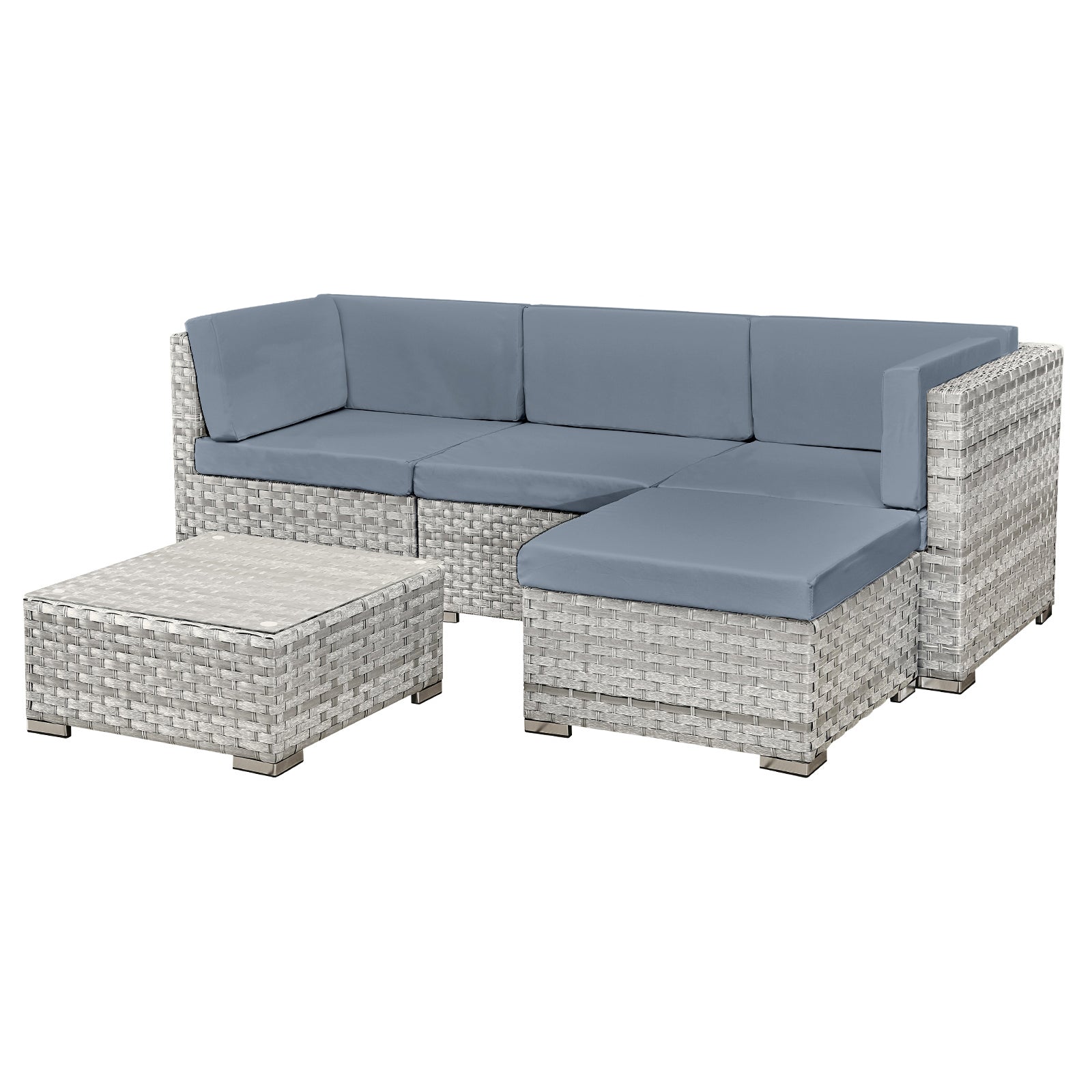 Oseasons¨ Trinidad Rattan 4 Seat Modular Chaise Lounge Set in Dove Grey