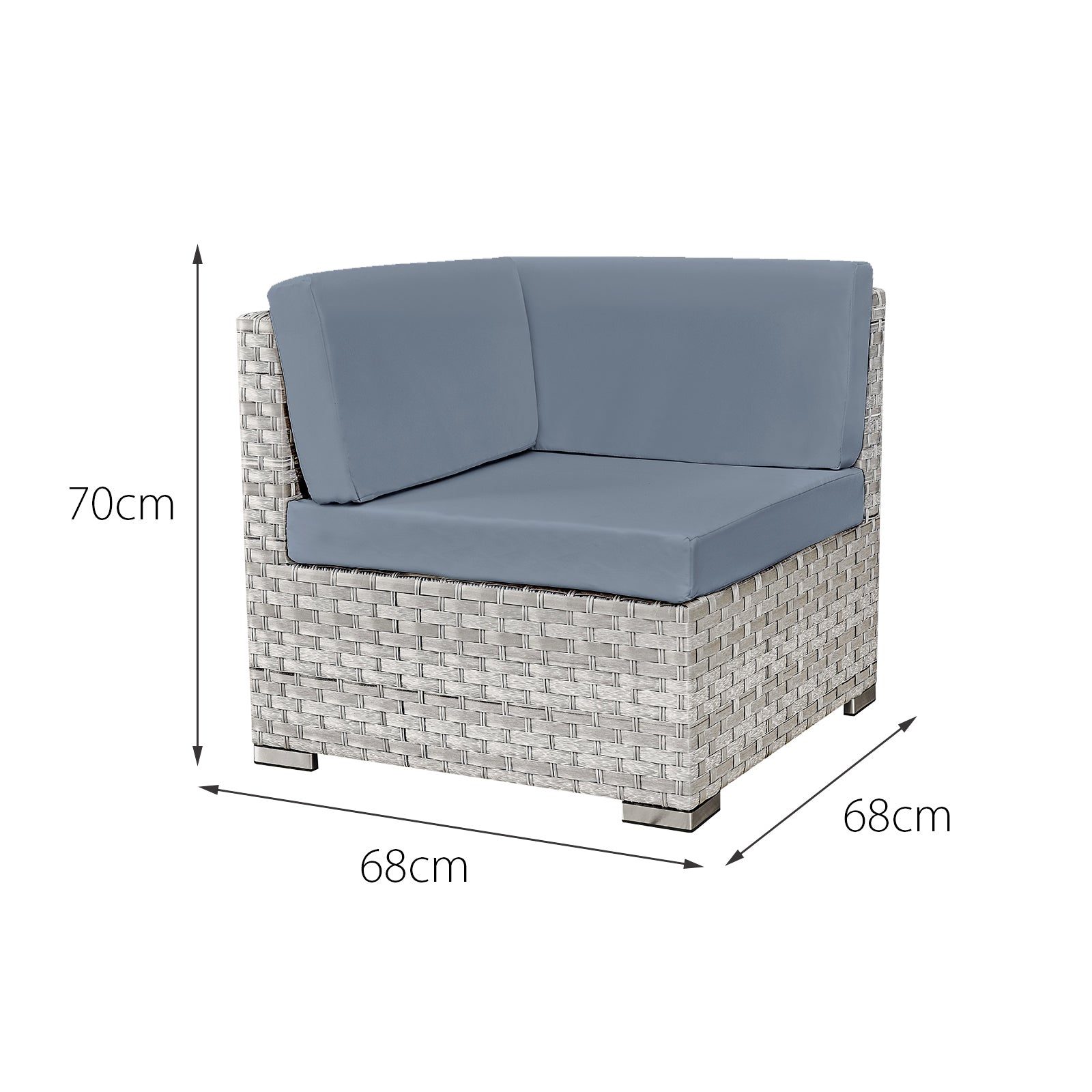 Oseasons¨ Trinidad Rattan 4 Seat Modular Chaise Lounge Set in Dove Grey