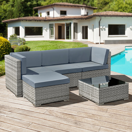 Oseasons¨ Trinidad Rattan 4 Seat Modular Chaise Lounge Set in Dove Grey