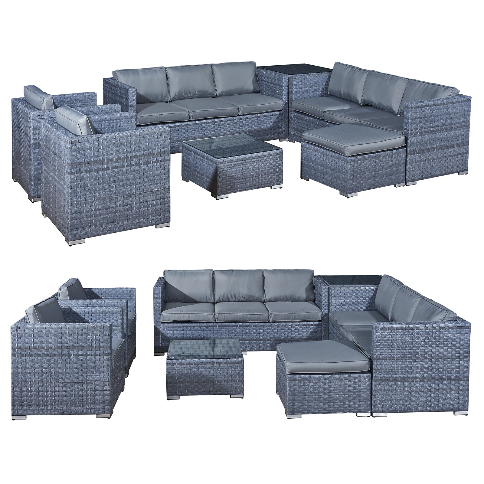 Oseasons¨ Malta XS Rattan 9 Seat U-Shape Set in Ocean Grey