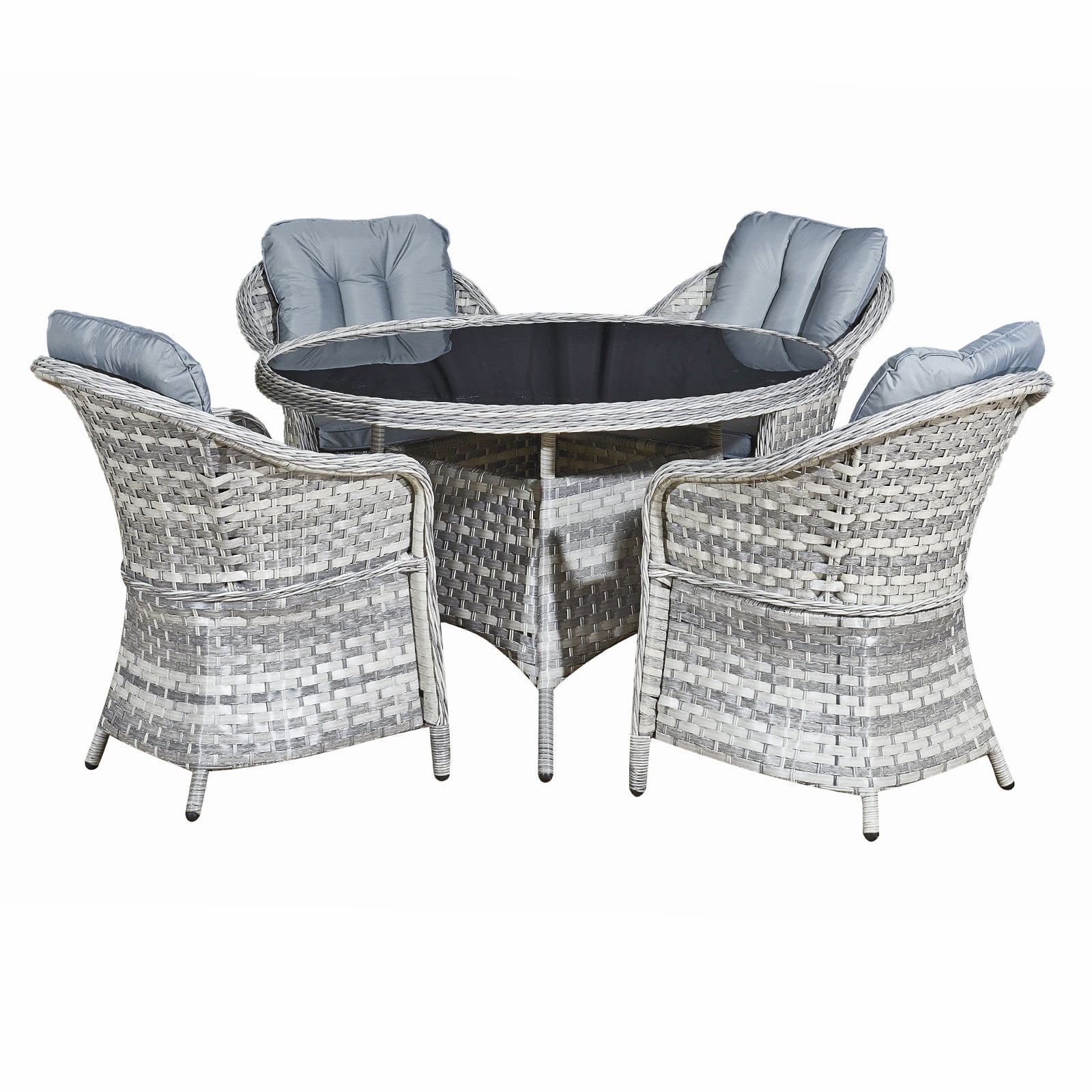 Oseasons¨ Sicilia Rattan 4 Seat Dining Set in Dove Grey with Black Glass