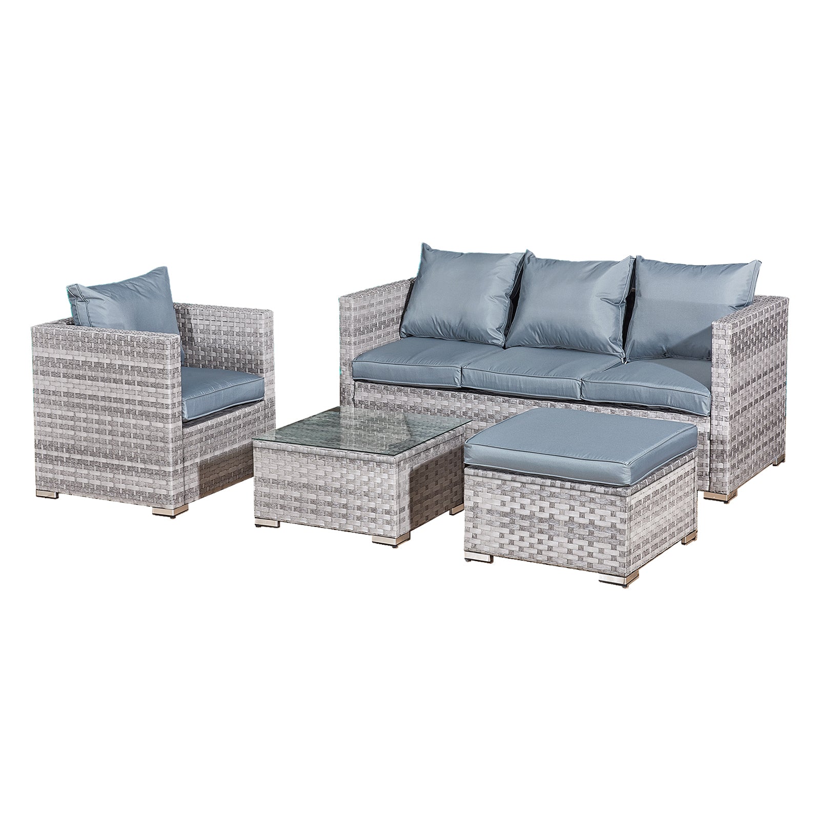 Oseasons¨ Acorn Rattan 5 Seat Lounge Sofa Set in Dove Grey with Grey Cushions