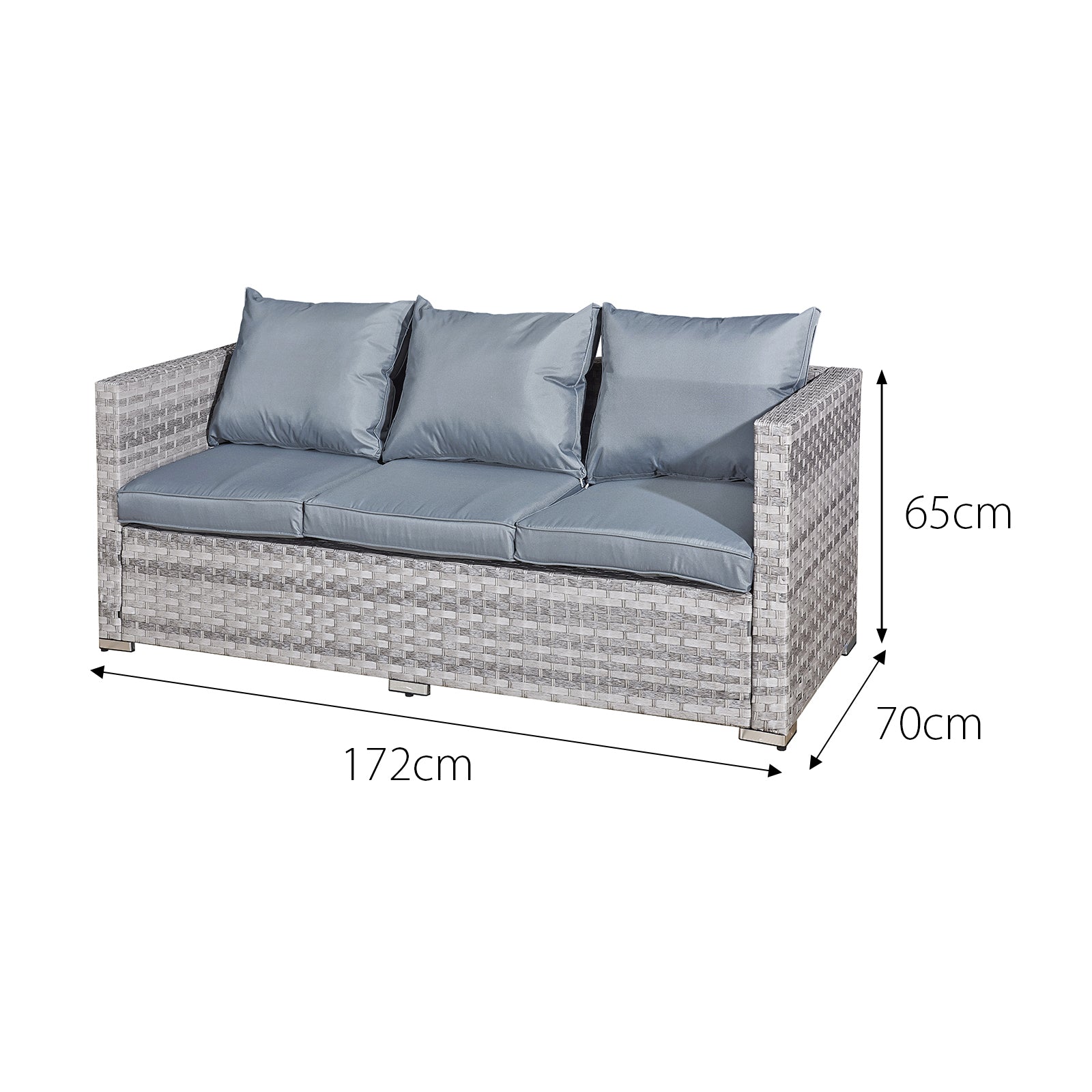 Oseasons¨ Acorn Rattan 5 Seat Lounge Sofa Set in Dove Grey with Grey Cushions