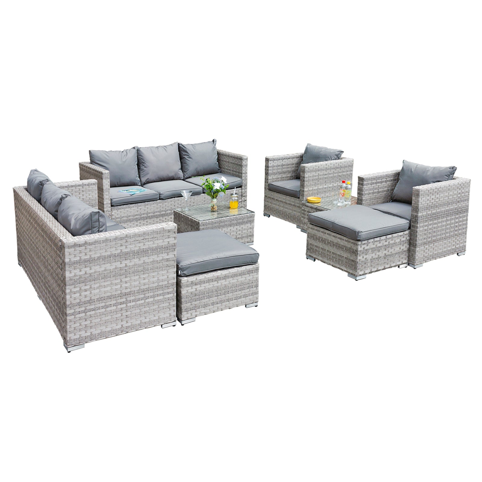 Oseasons¨ Acorn Deluxe Rattan 10 Seat Modular Sofa Set in Dove Grey