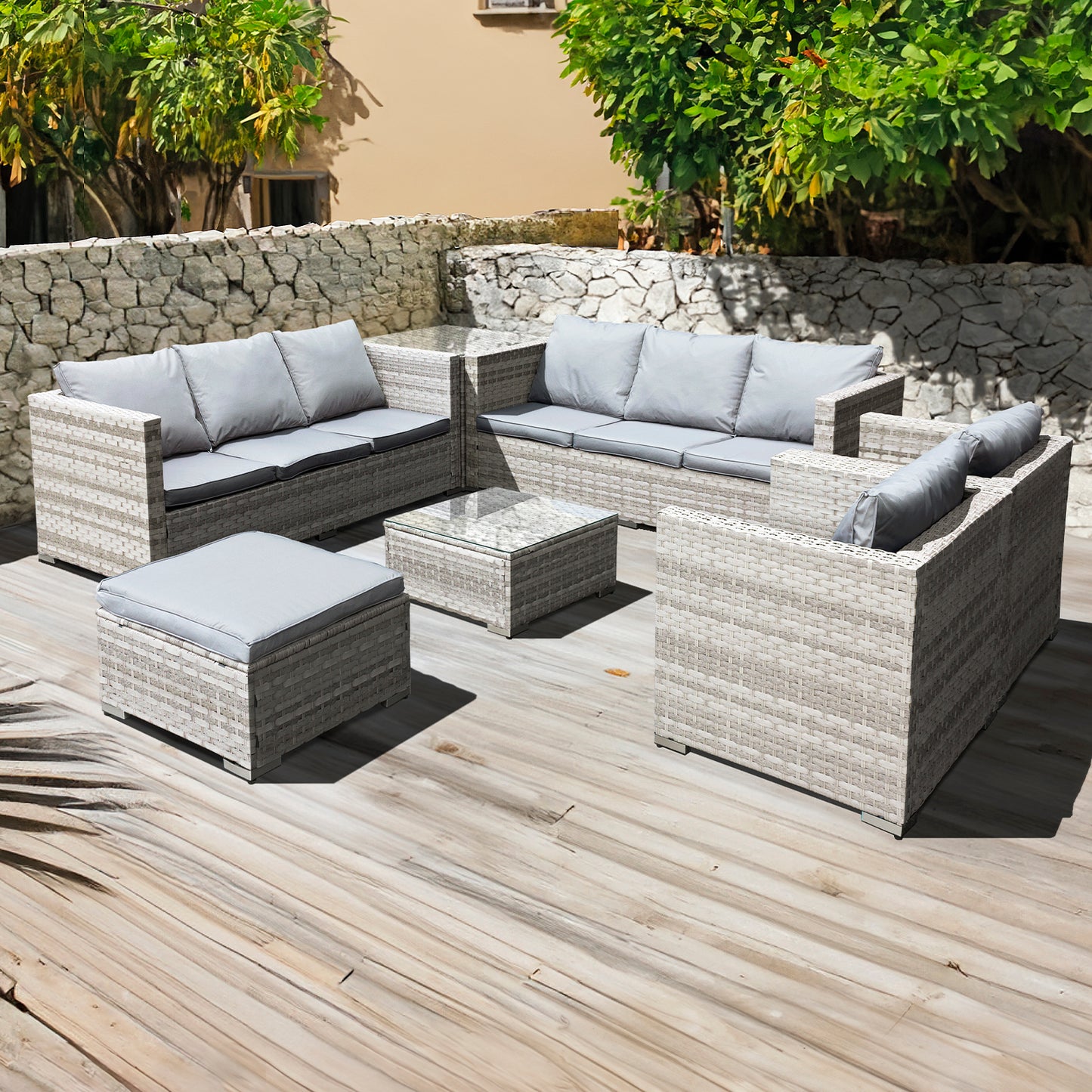 Oseasons¨ Malta XS Rattan 9 Seat U-Shape Set in Dove Grey