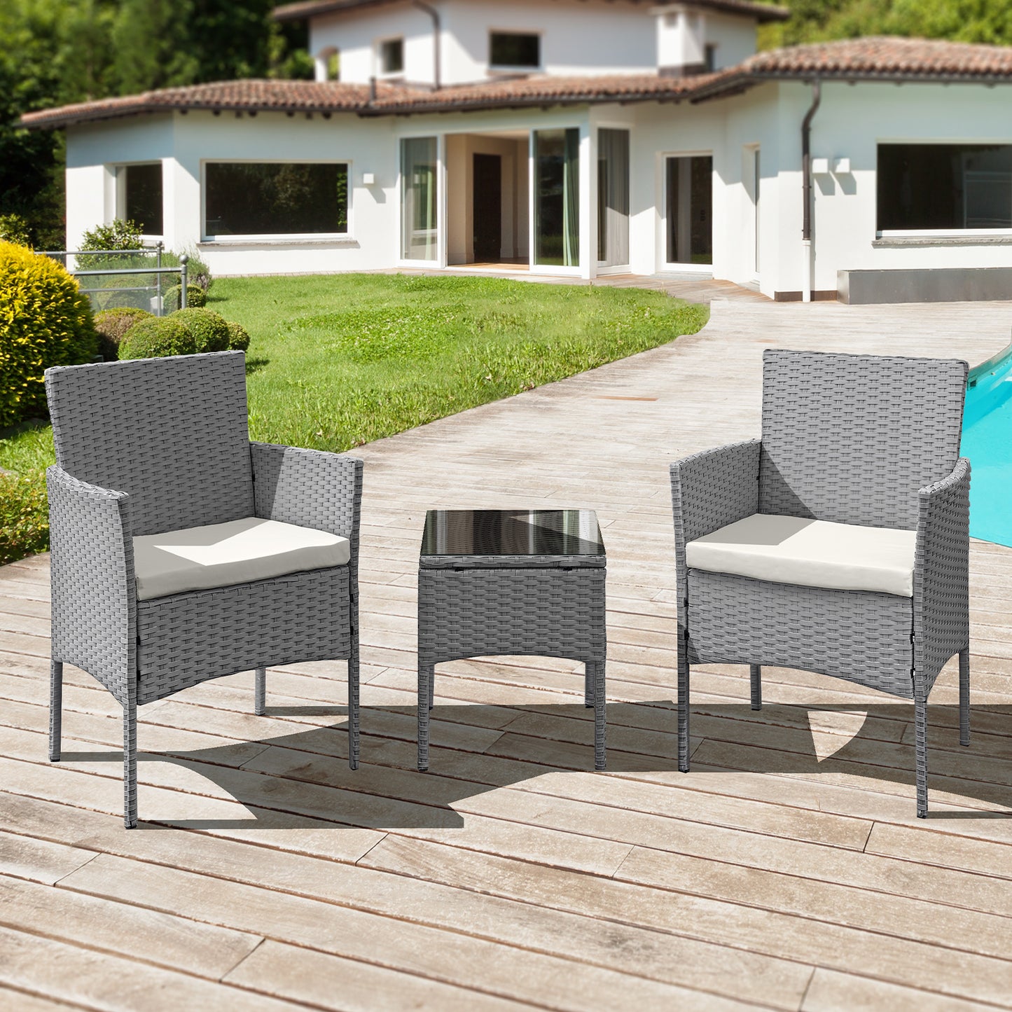 Oseasons¨ Antigua Rattan 2 Seat Tea for Two Set in Grey