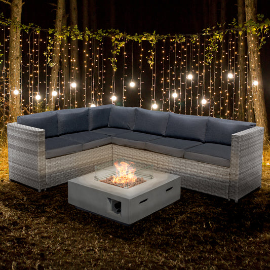 Oseasons¨ Acorn Rattan 6 Seat Corner Sofa Set with GRC Firepit in Dove Grey