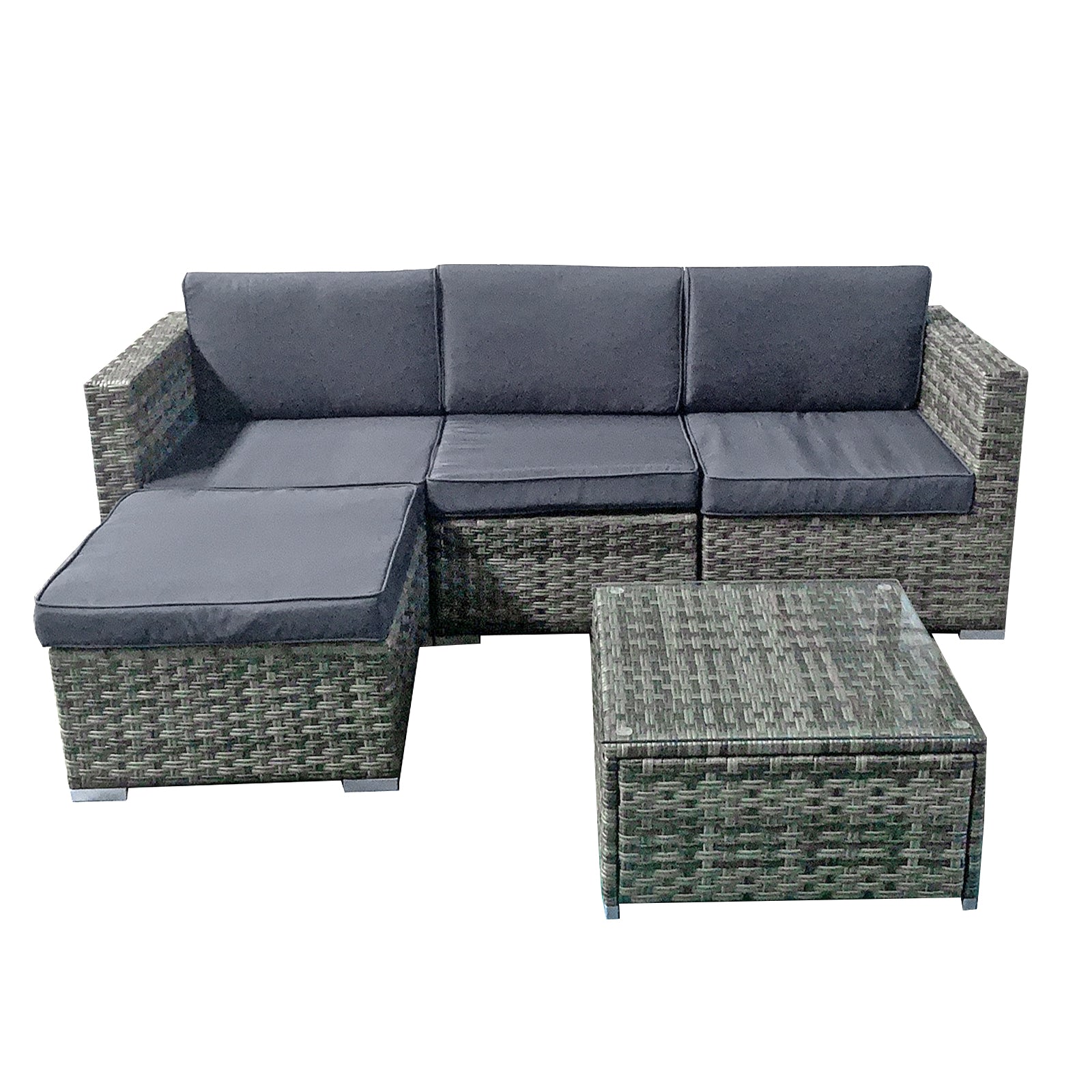 Oseasons¨ Trinidad KD Rattan 4 Seat Modular Chaise Lounge Set in Grey