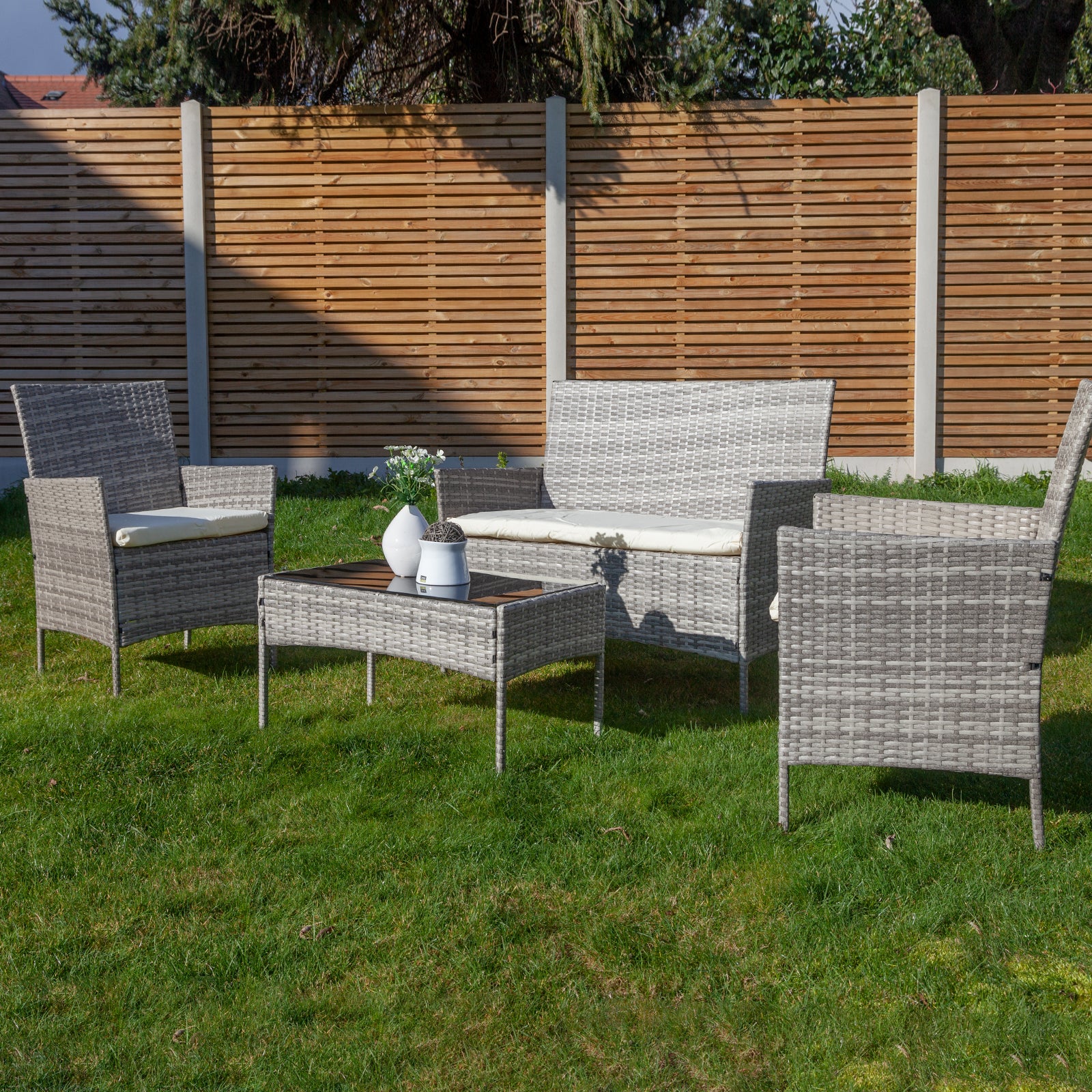 Oseasons¨ Hawaii KD Rattan 4 Seat Lounge Set in Grey