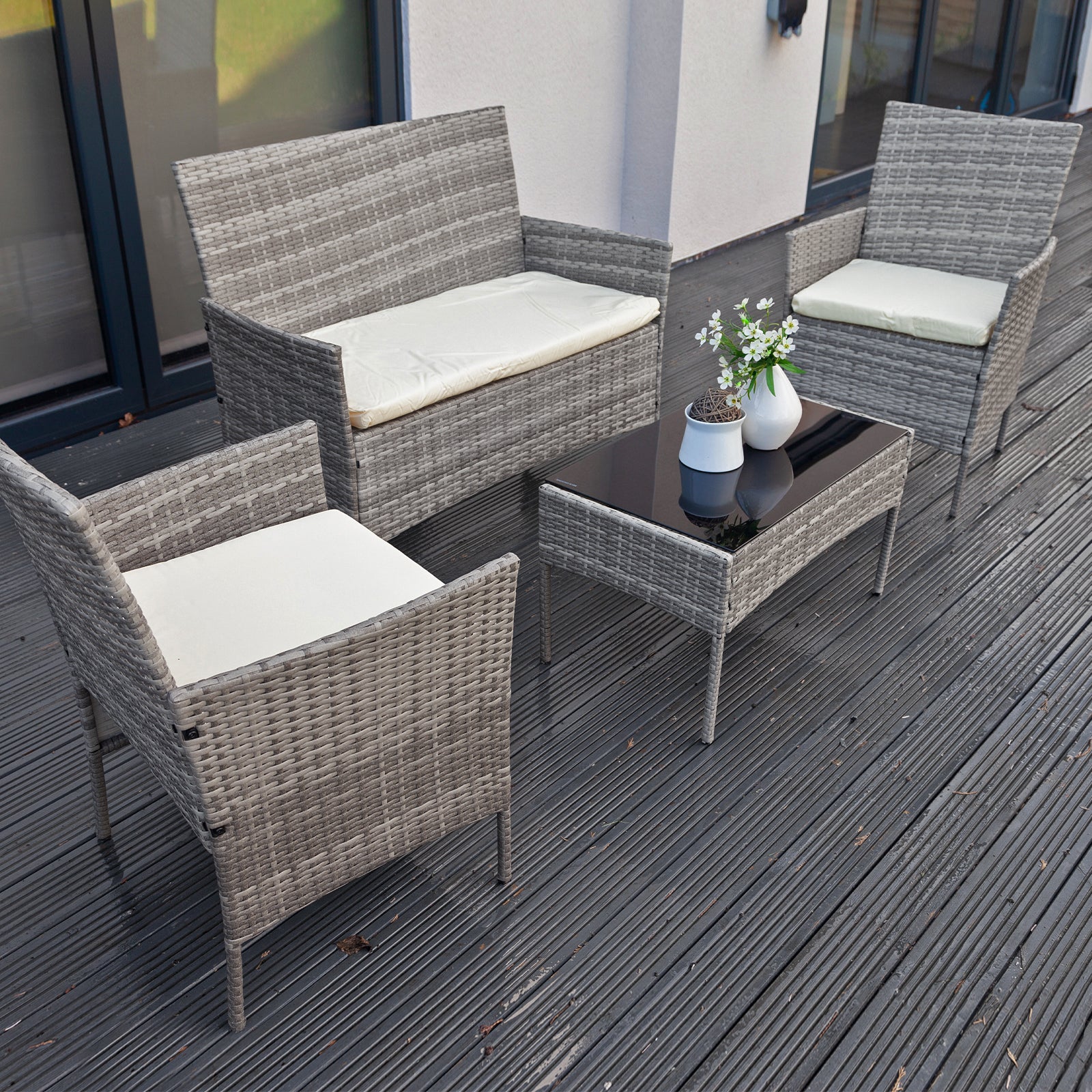 Oseasons¨ Hawaii KD Rattan 4 Seat Lounge Set in Grey