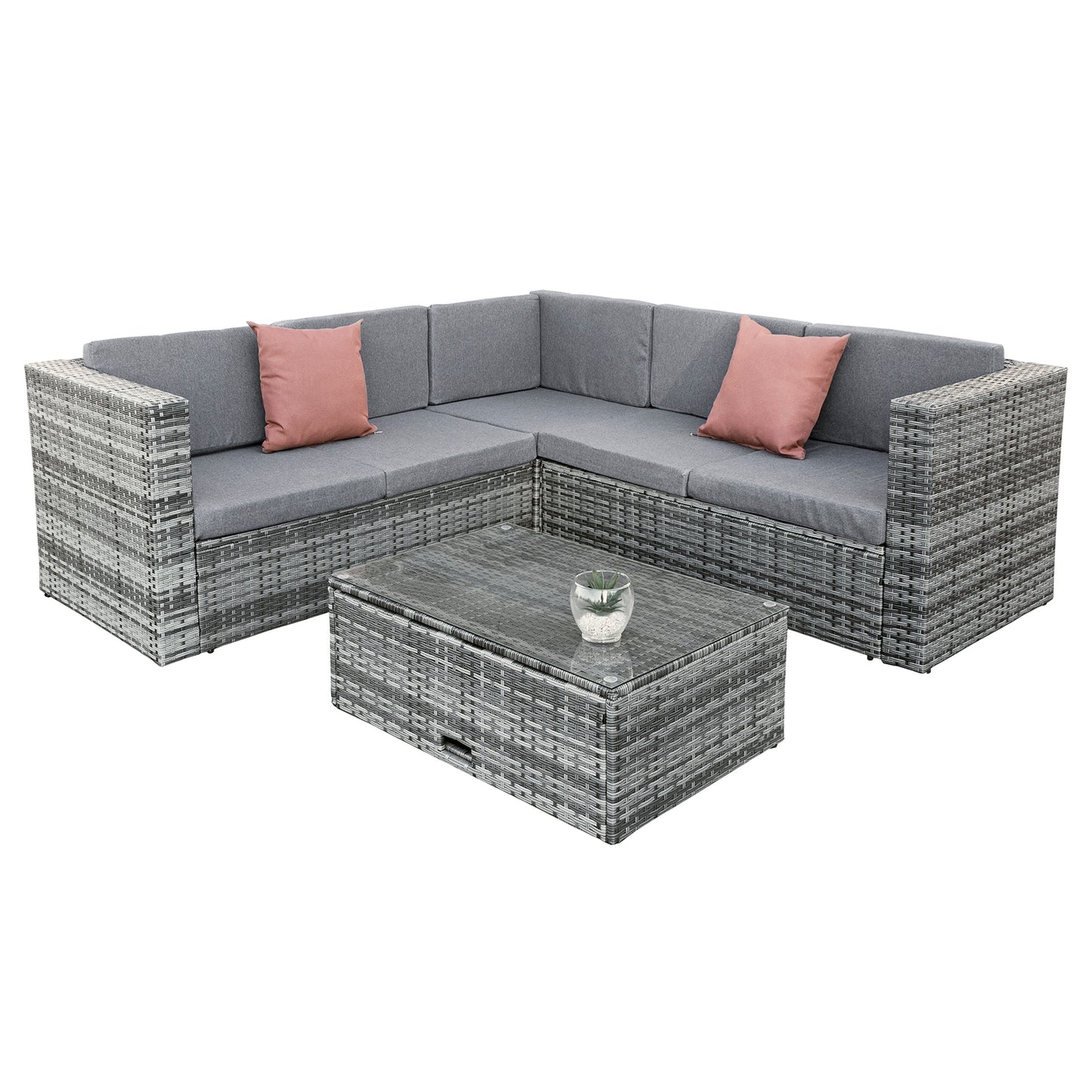 Oseasons¨ Hampton KD Rattan 5 Seat Corner Lounge Set in Grey