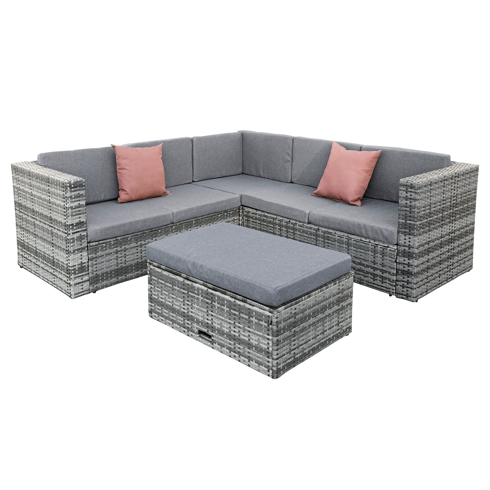 Oseasons¨ Hampton KD Rattan 5 Seat Corner Lounge Set in Grey