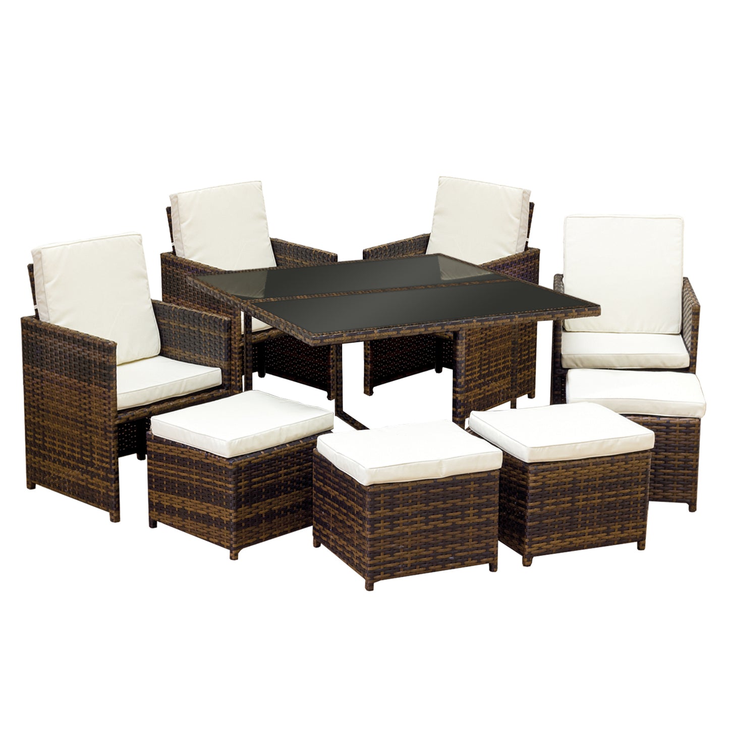 Oseasons¨ Cube KD Rattan 4-8 Seat Dining Set in Dark Brown