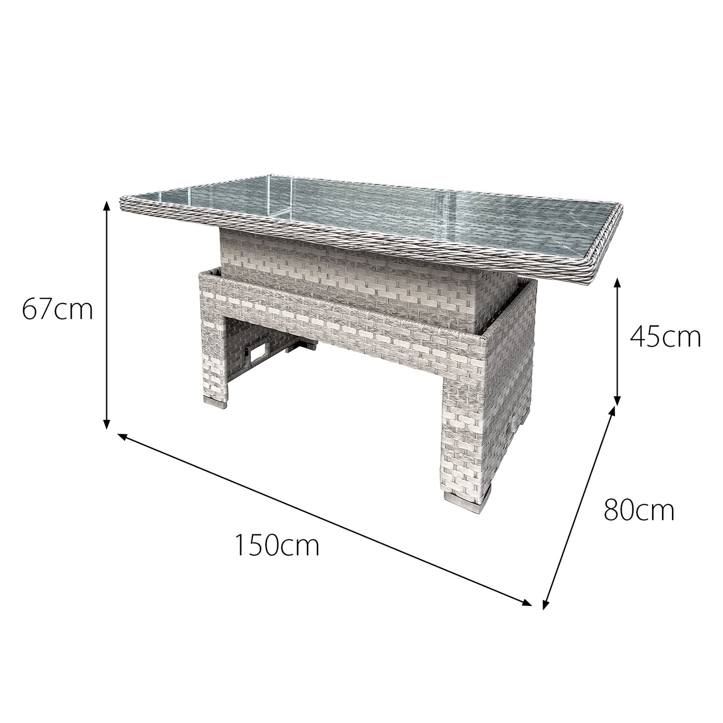 Oseasons¨ Aruba Rattan 9 Seat Rising Table Set in Dove Grey