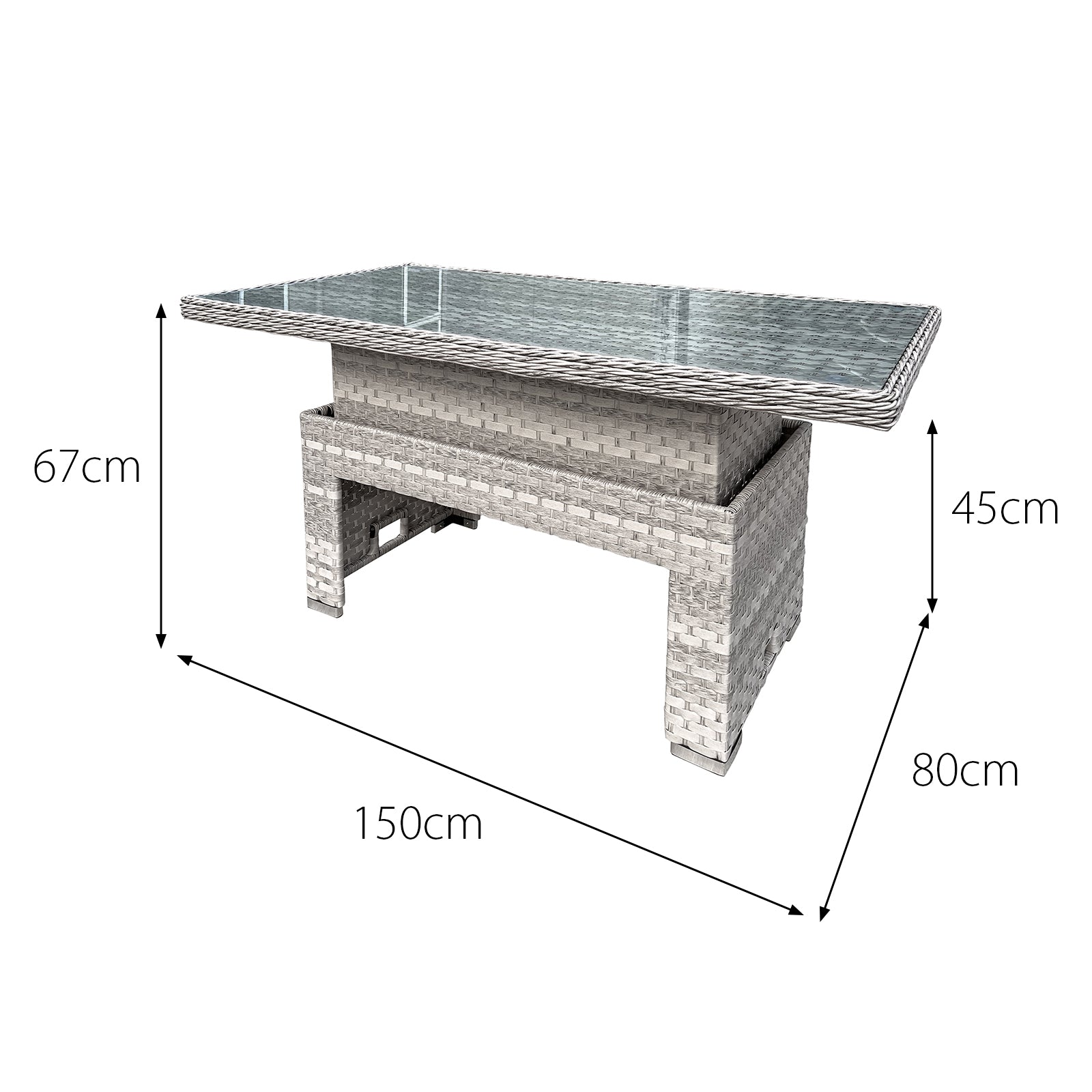 Oseasons¨ Aruba Rattan 9 Seat Rising Table Set in Dove Grey