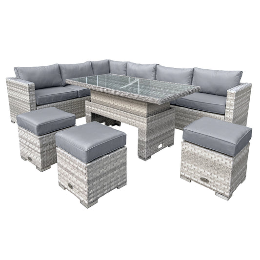 Oseasons¨ Aruba Rattan 9 Seat Rising Table Set in Dove Grey