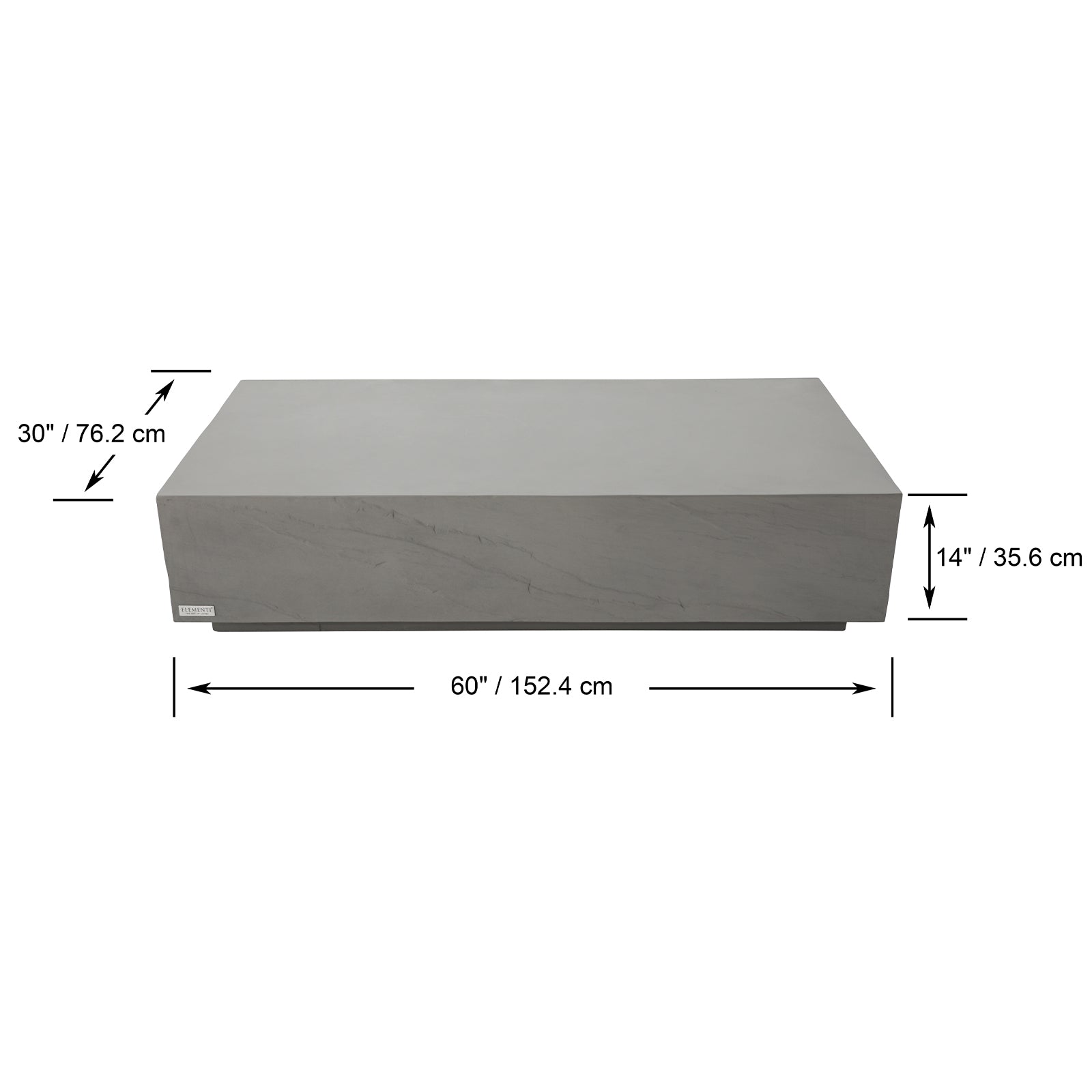 Elementi¨ Colorado GRC Rectangular Coffee Table in Space Gray