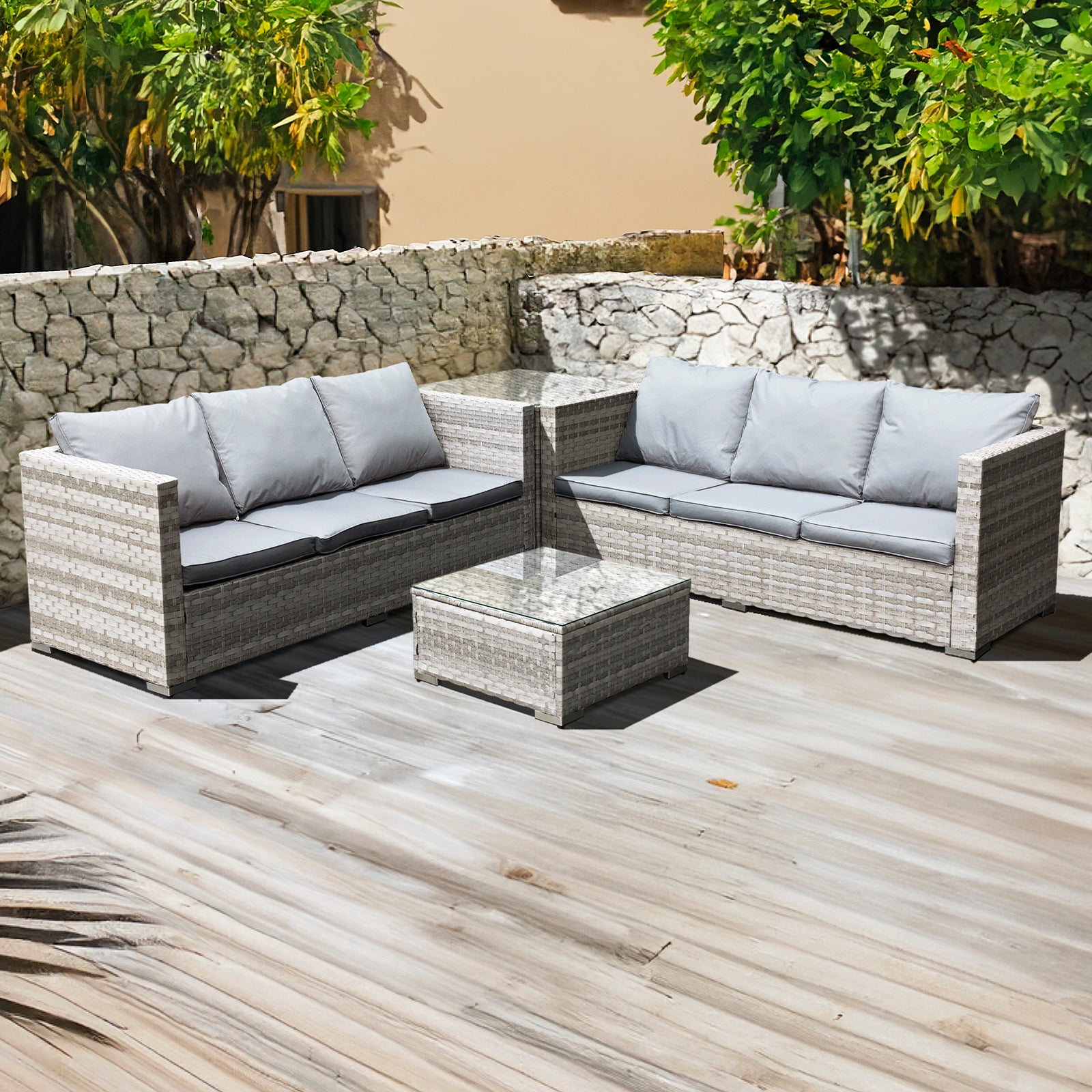 Oseasons¨ Malta Rattan 6 Seat Corner Set in Dove Grey