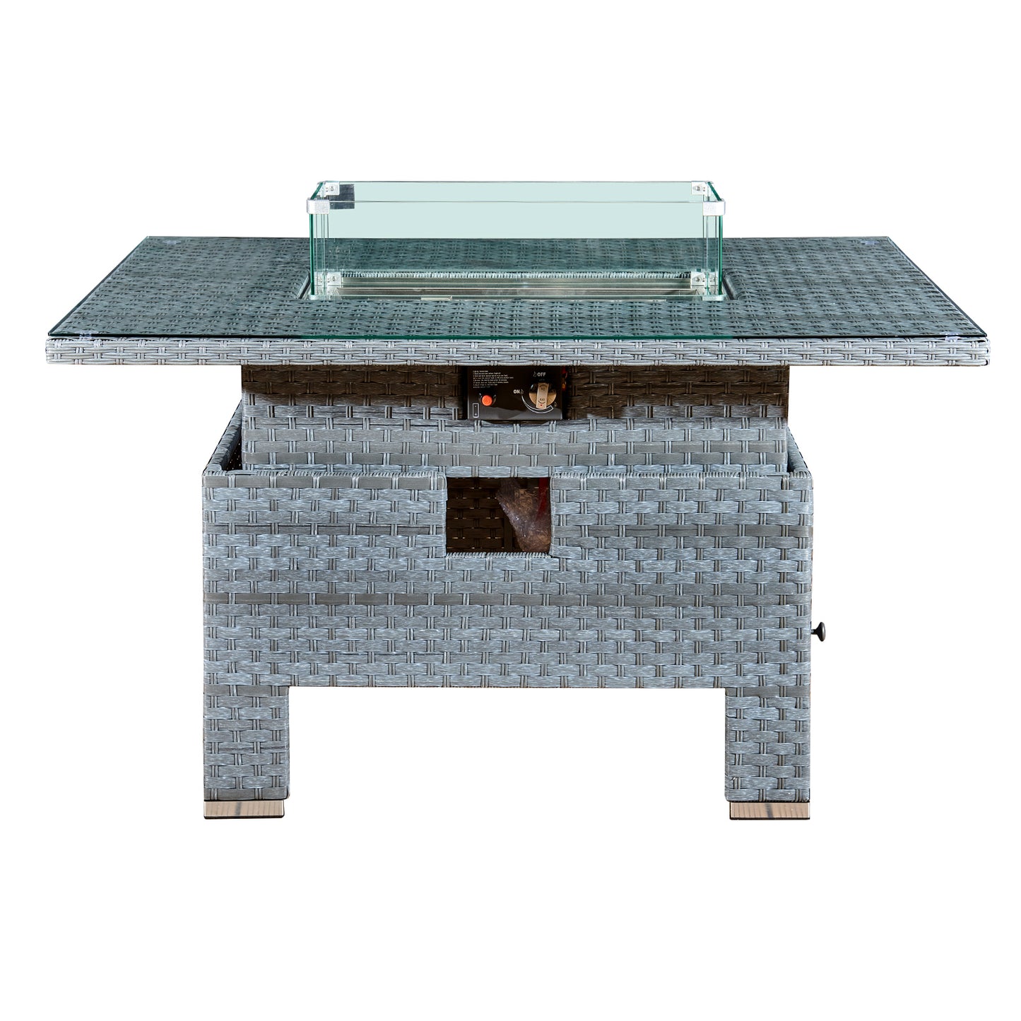 Royal Fireª Icarus Rattan Rising Firepit Table in Ocean Grey