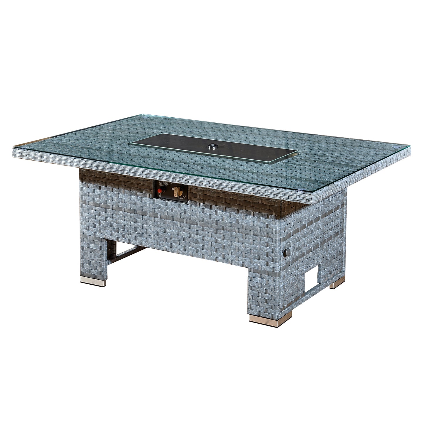 Royal Fireª Icarus Rattan Rising Firepit Table in Ocean Grey