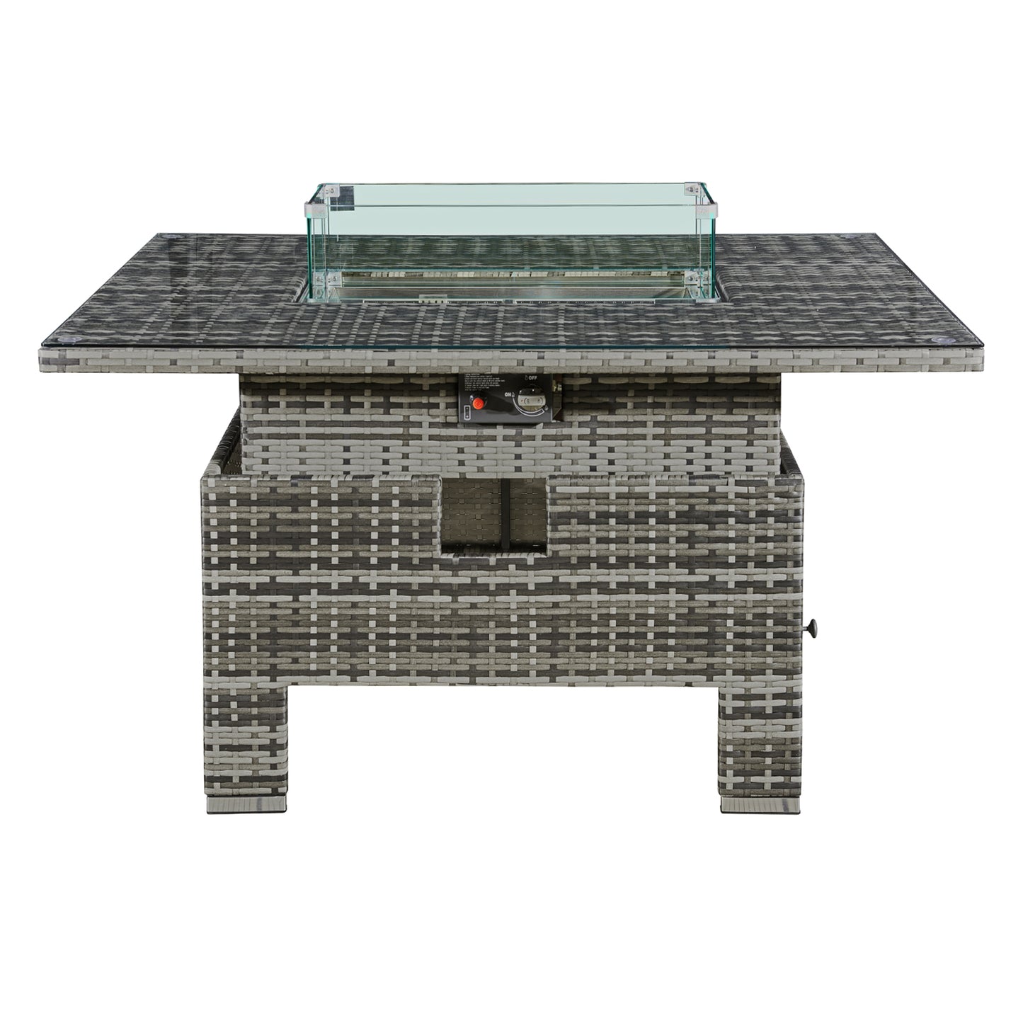 Royal Fireª Icarus Rattan Rising Firepit Table in Walnut Grey