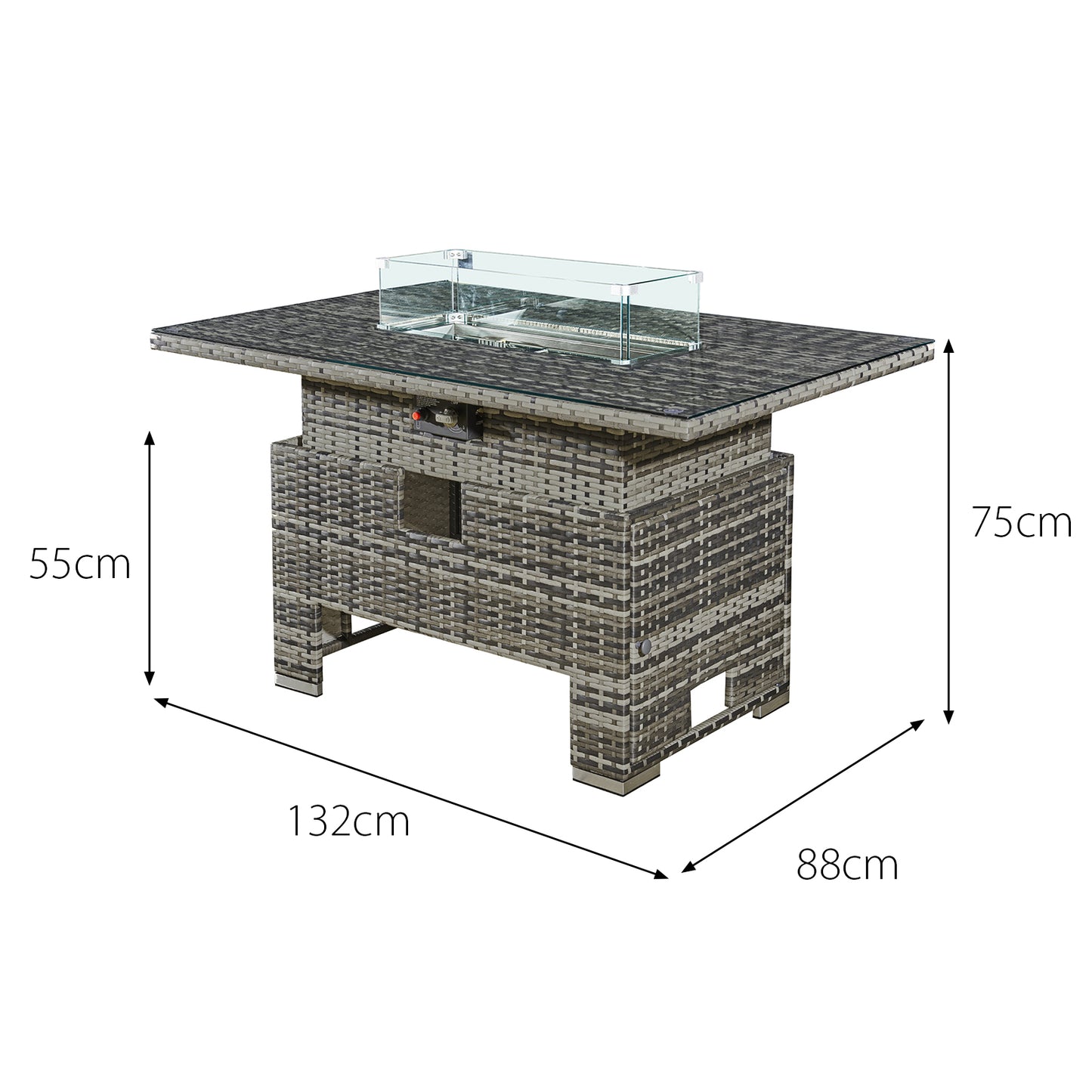 Royal Fireª Icarus Rattan Rising Firepit Table in Walnut Grey