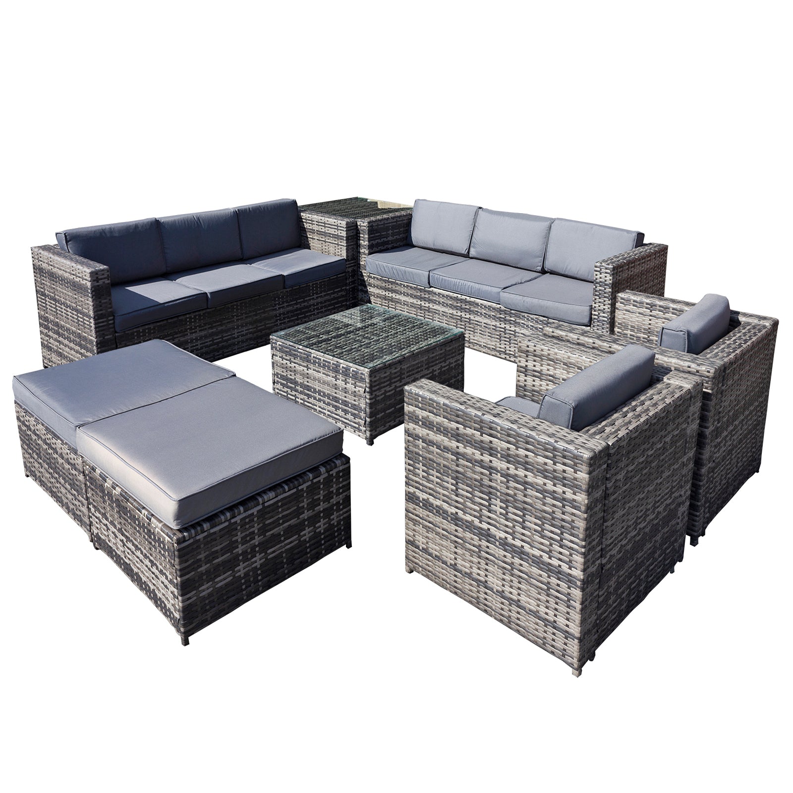 Oseasons¨ Malta Rattan 10 Seat U-Shape Set in Grey Walnut with 2 Footstools