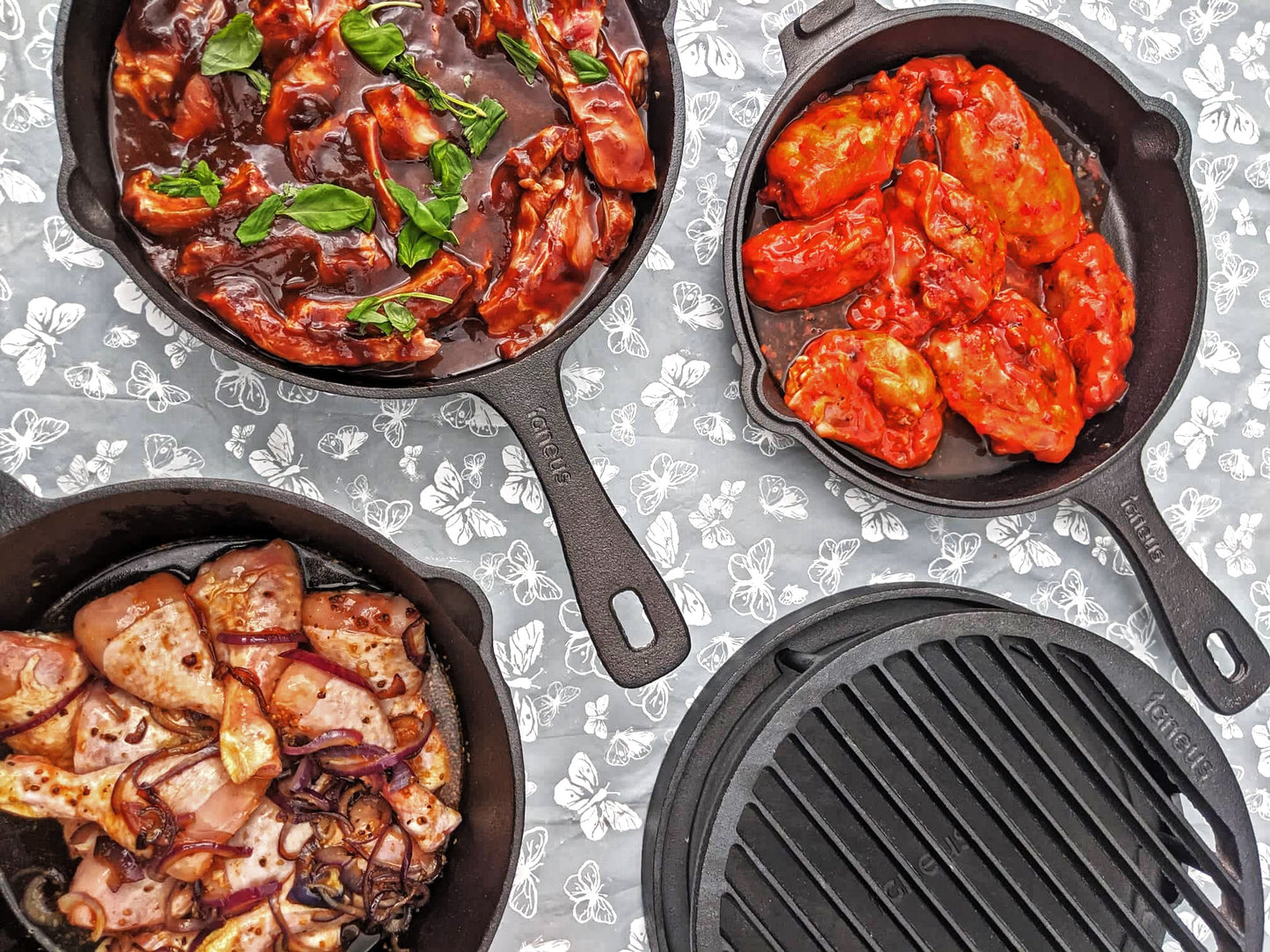 Igneus 3-Part Cast Iron Pan Set: Versatile Cooking Essentials for Wood-Fired Ovens