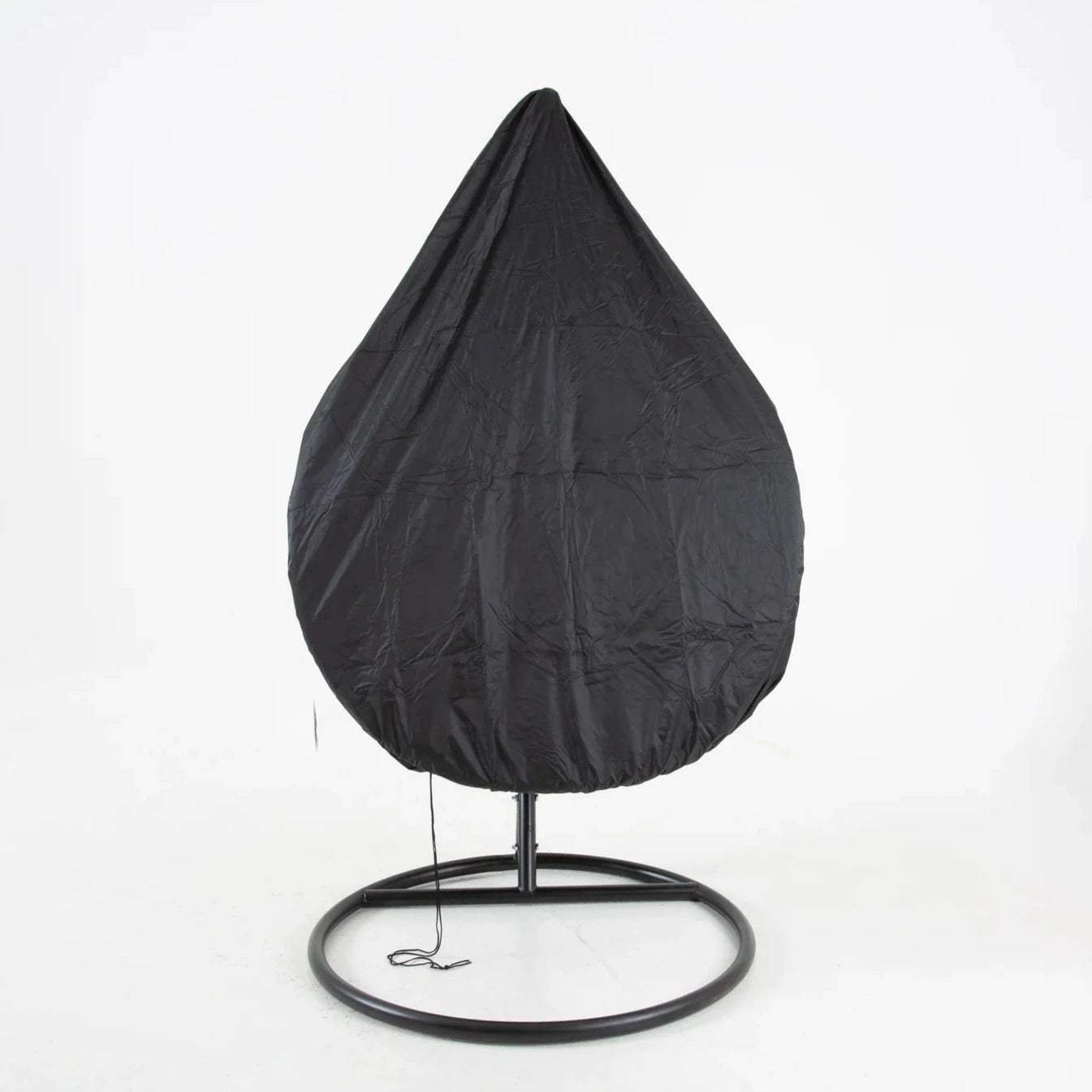 The Onyx Black Hanging Swing Pod Egg Chair - Large with Deep Grey Cushions: Weather-Resistant Outdoor Comfort