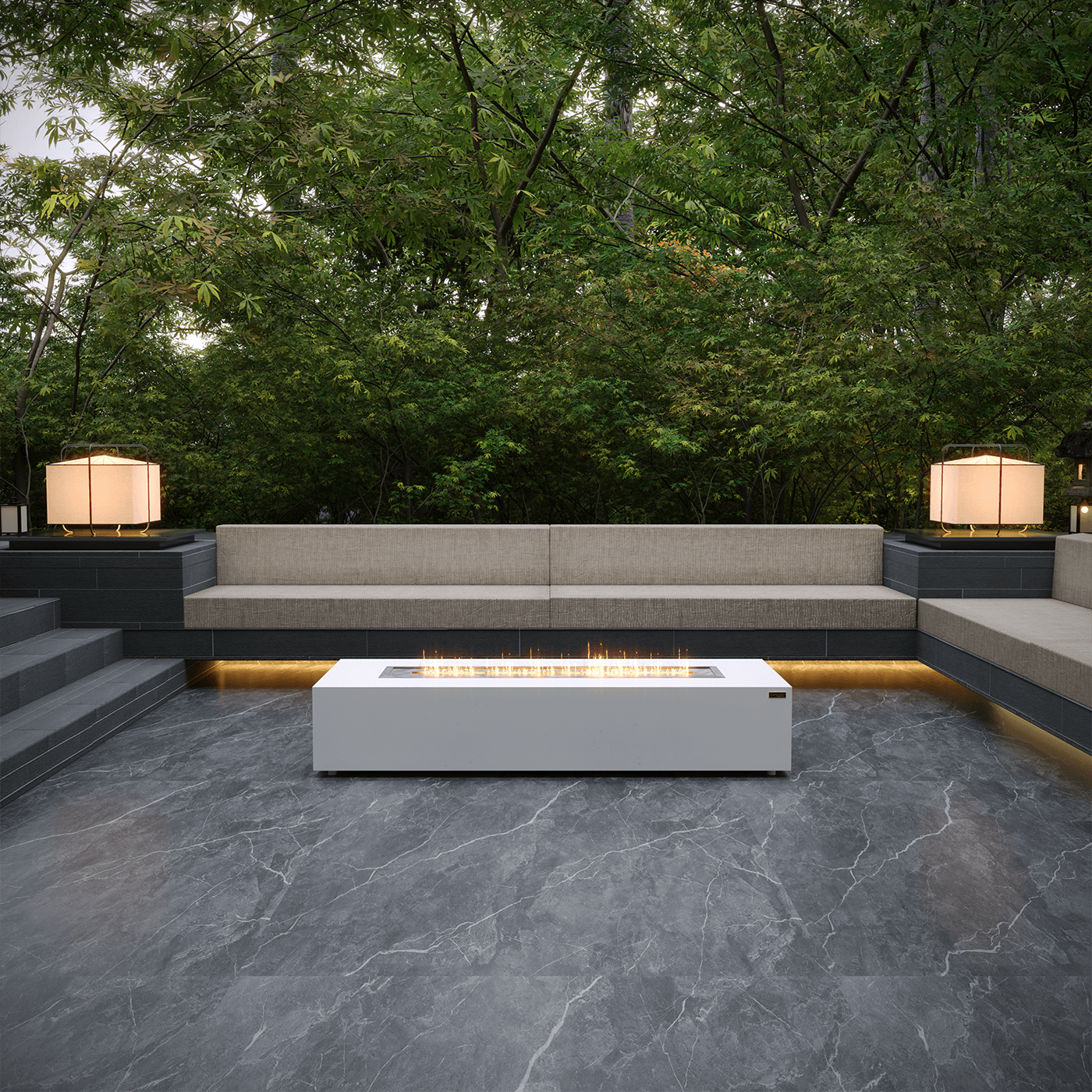 Mezzo Fire Pit (Bioethanol) in White: Elevate Your Outdoor Oasis