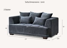 Aluxo Gramercy 2 Seater Sofa in Steel Velvet