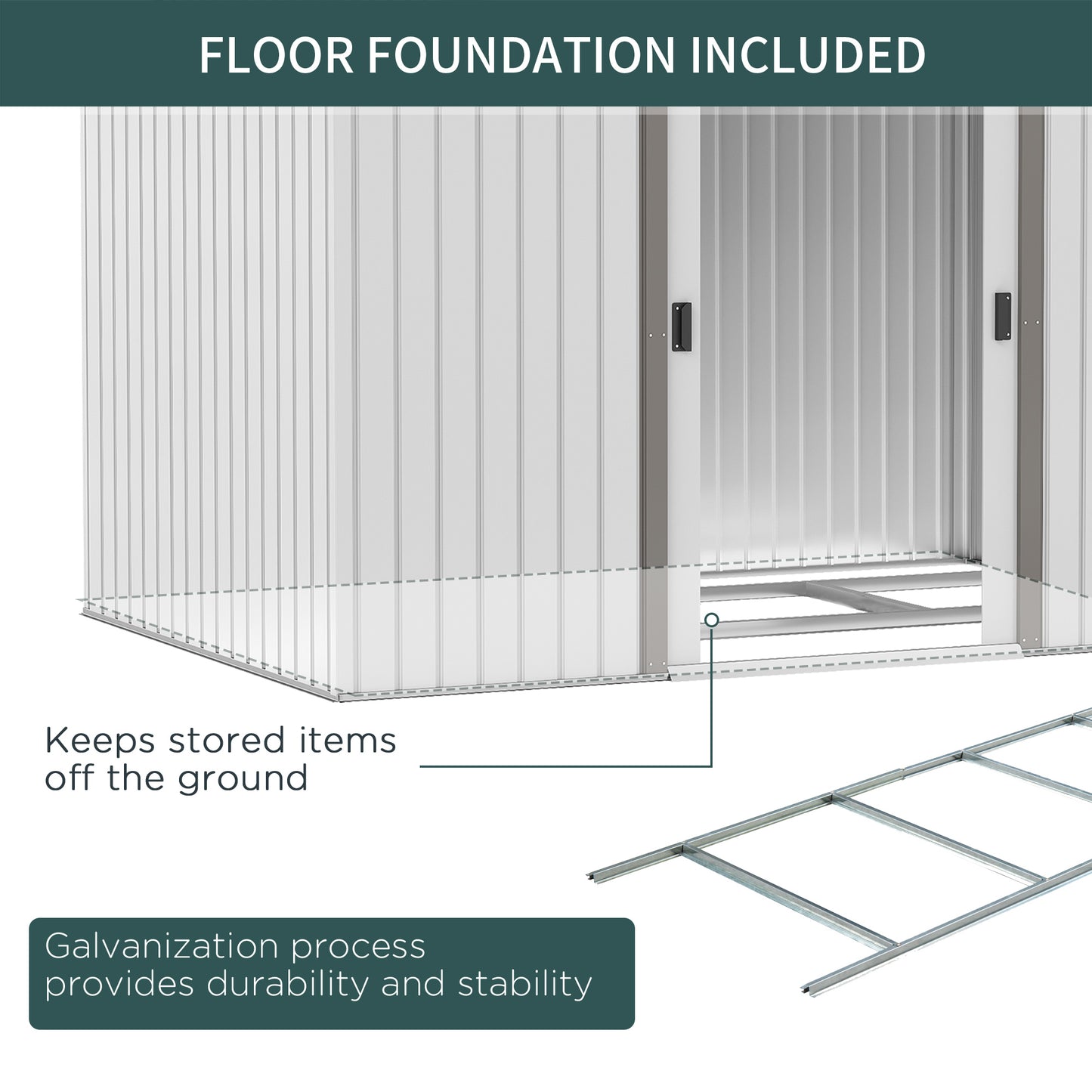 Outsunny 9 x 6FT Garden Storage Shed, Metal Outdoor Storage Shed House with Floor Foundation, Ventilation & Doors in Grey