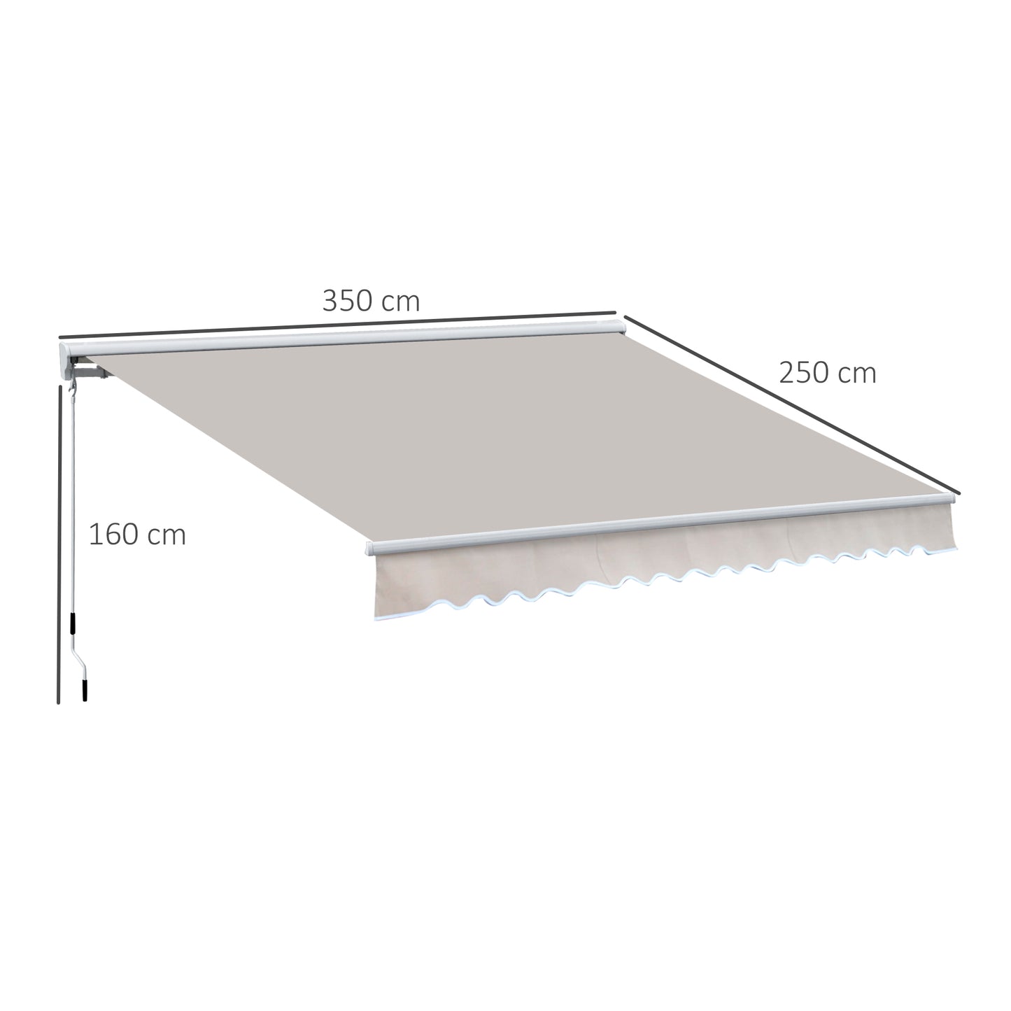 Outsunny 3.5m x2.5m Retractable Awning in Cream/White