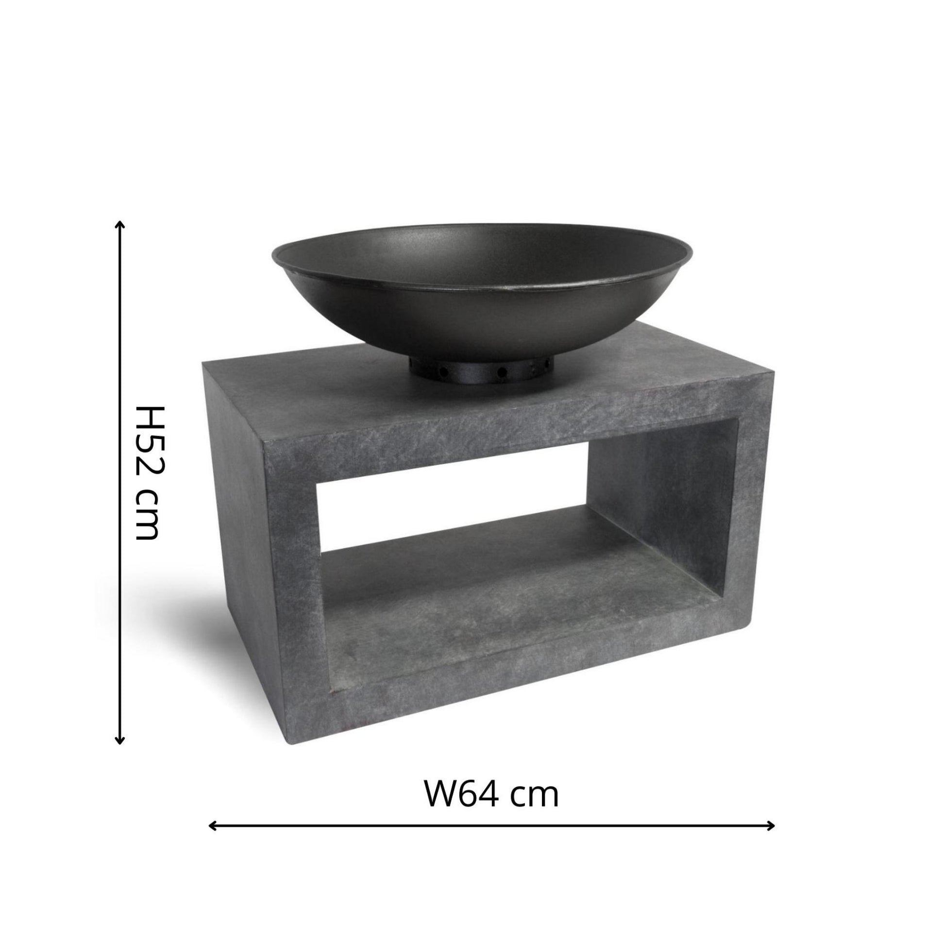 Fire Pit & Rectangle Console Cement H52Cm W64Cm