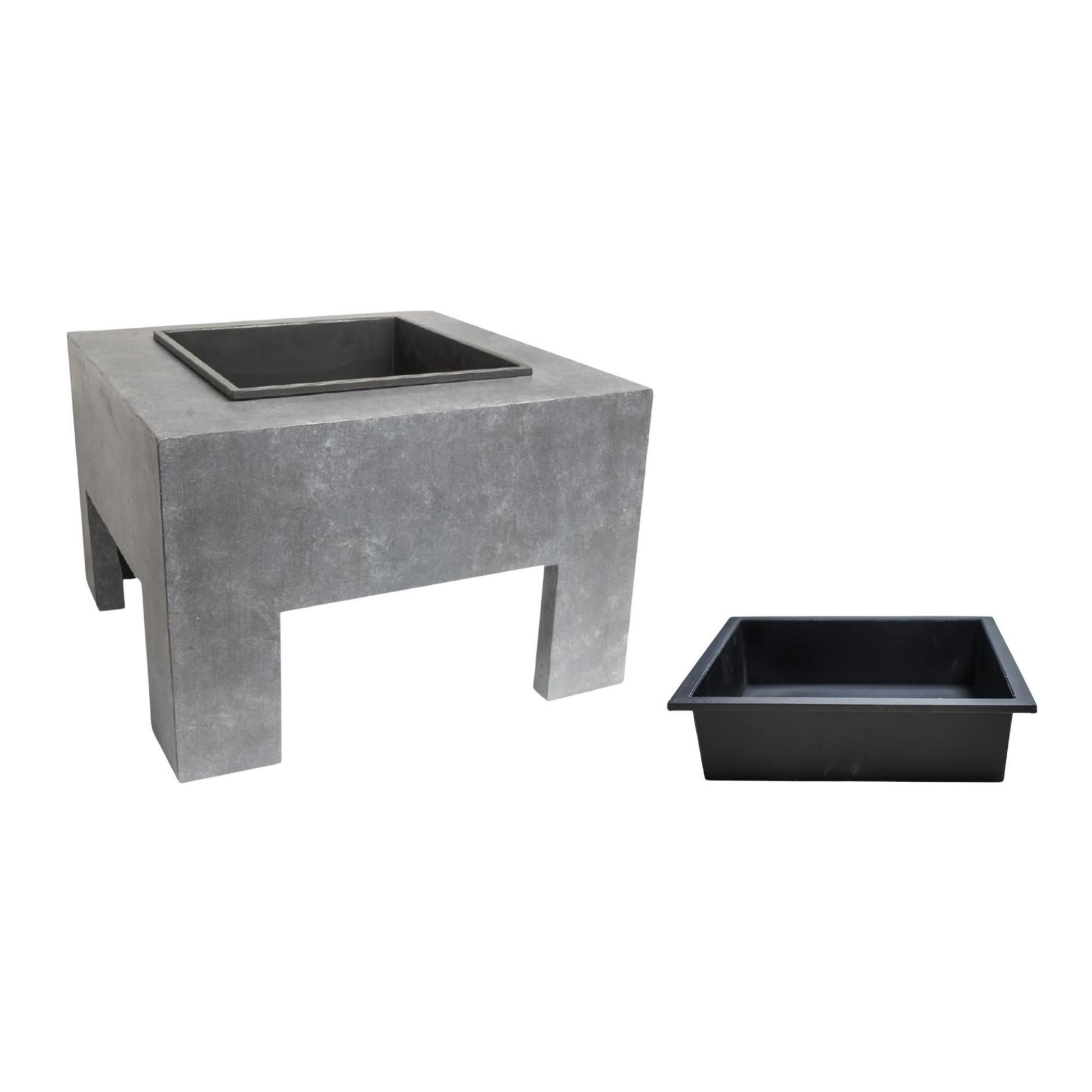 Square Fire Pit & Square Console Cement H40Cm W58Cm