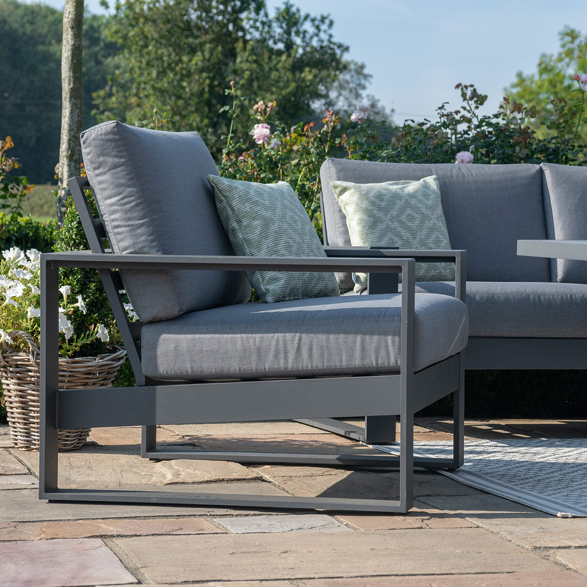 Amalfi 2 Seat Sofa Set With Square Fire Pit Table in Grey