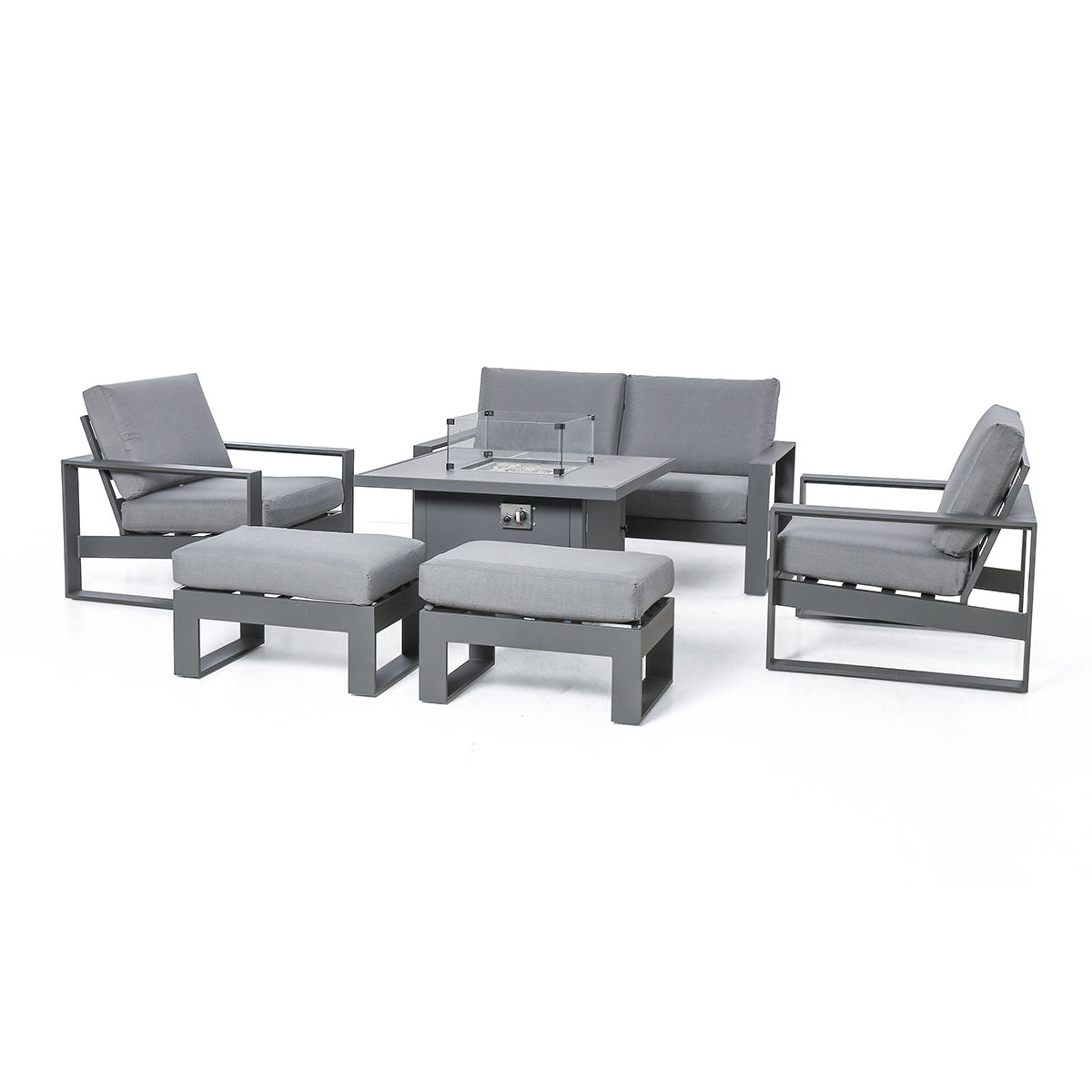 Amalfi 2 Seat Sofa Set With Square Fire Pit Table in Grey