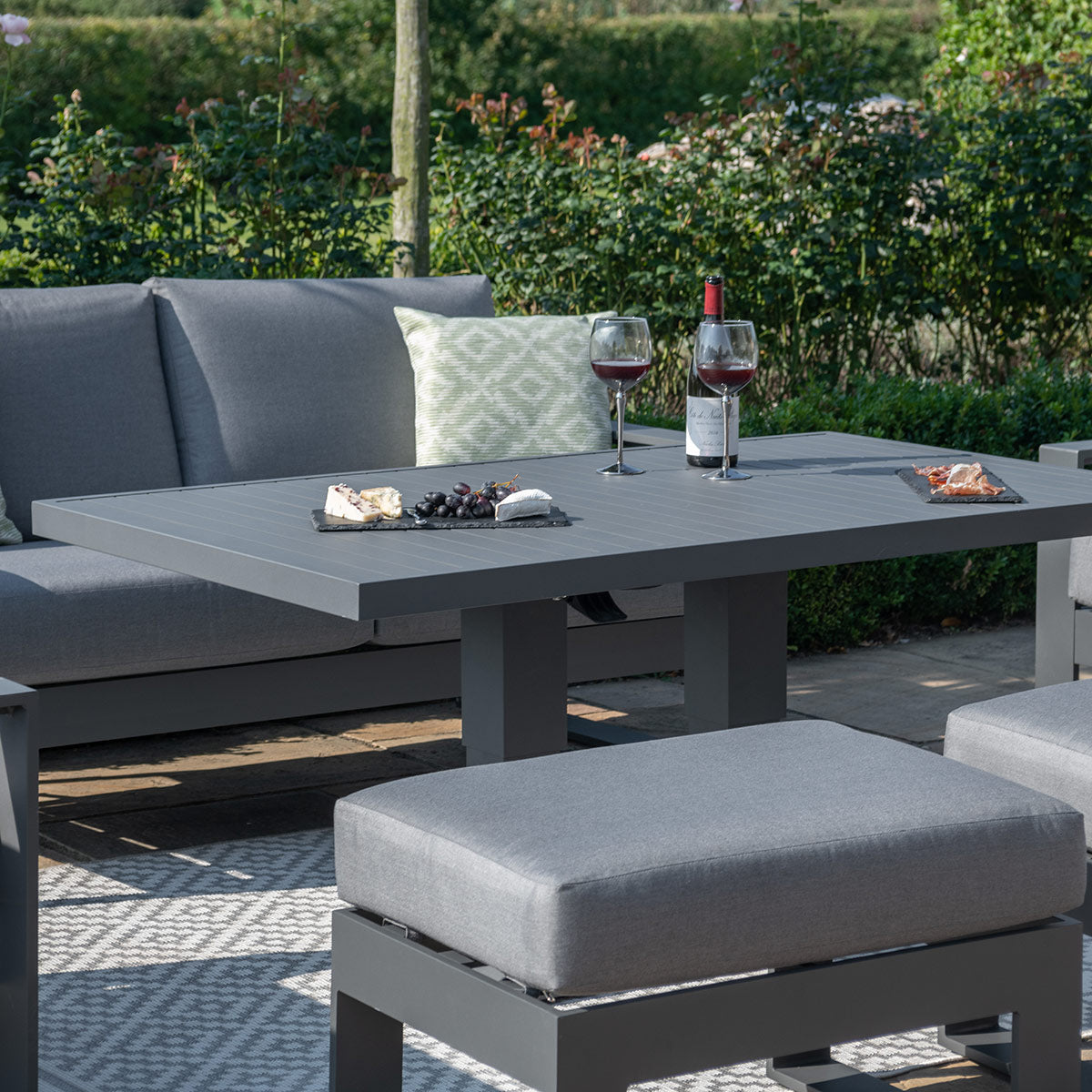 Amalfi 2 Seat Sofa Set With Rising Table in Grey