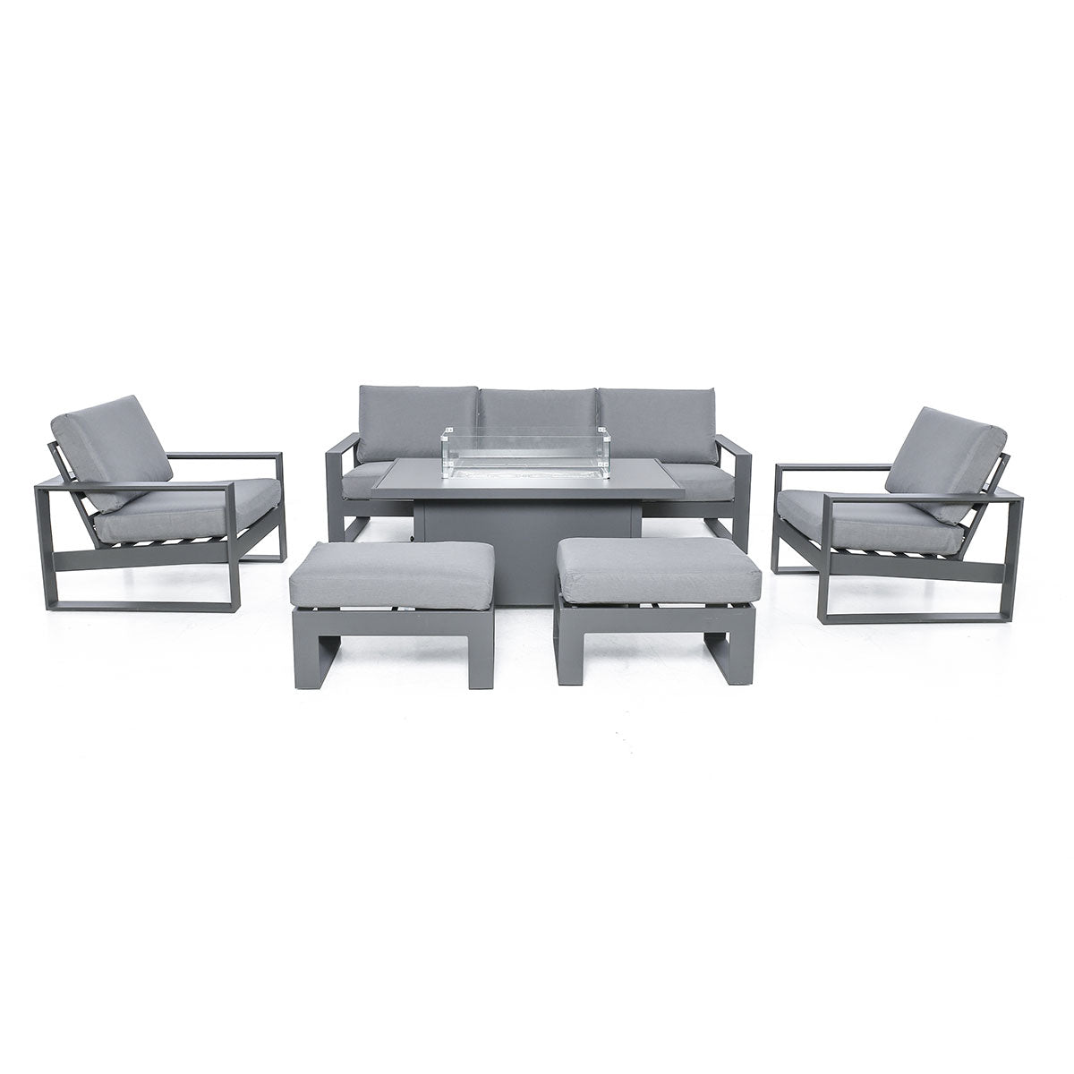 Amalfi 3 Seat Sofa Set With Rectangular Fire Pit Table in Grey