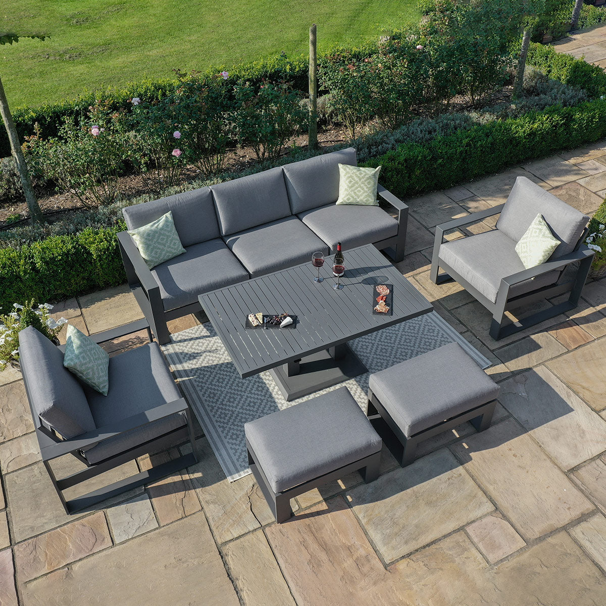 Amalfi 3 Seat Sofa Set With Rising Table in Grey