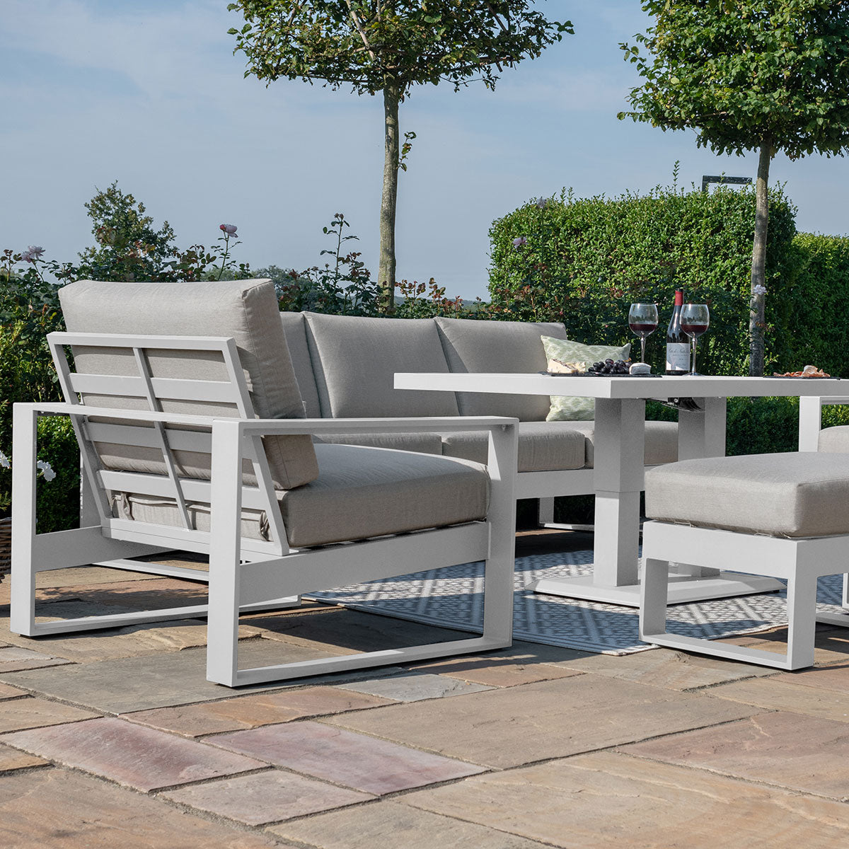 Amalfi 3 Seat Sofa Set With Rising Table in White